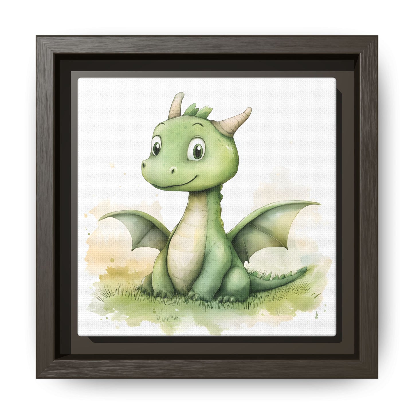 Cute Dragon Matte Canvas Wall Art - Framed Decor for Kids' Rooms