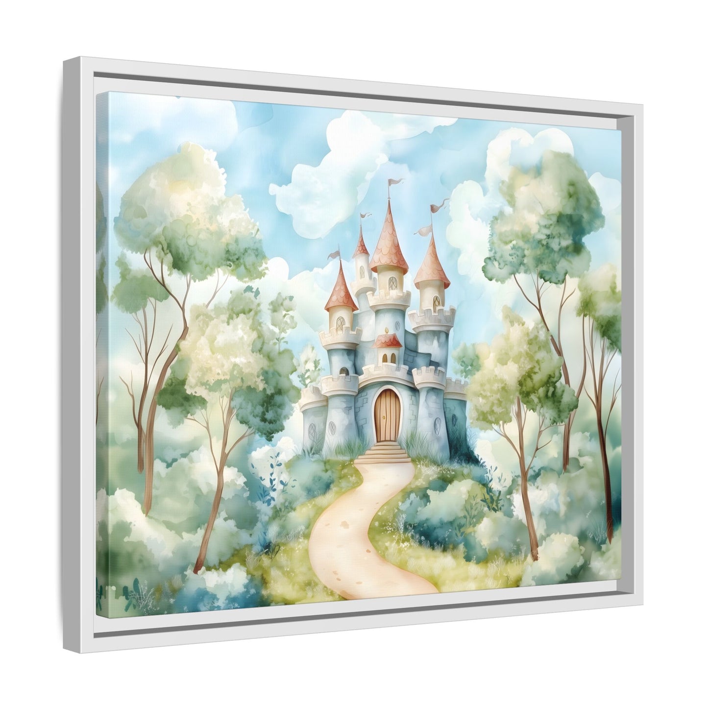 Whimsical Castle Art Print | Framed Matte Canvas for Home Decor