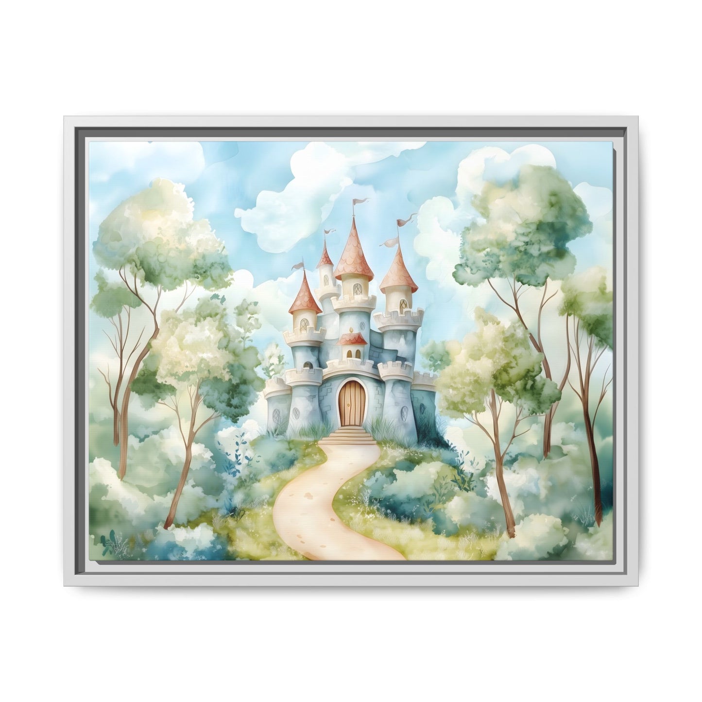Whimsical Castle Art Print | Framed Matte Canvas for Home Decor