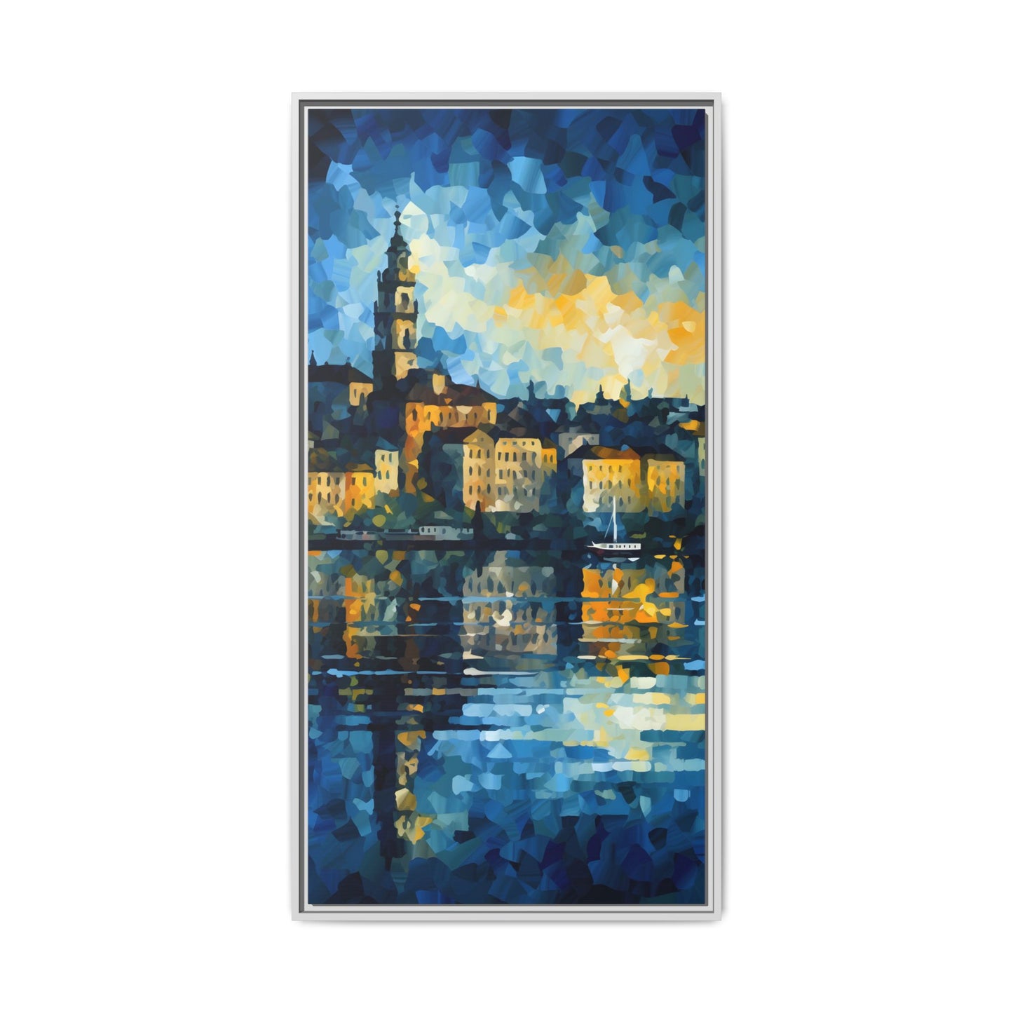 Colorful Framed Matte Canvas Art - Vibrant Cityscape Wall Decor
