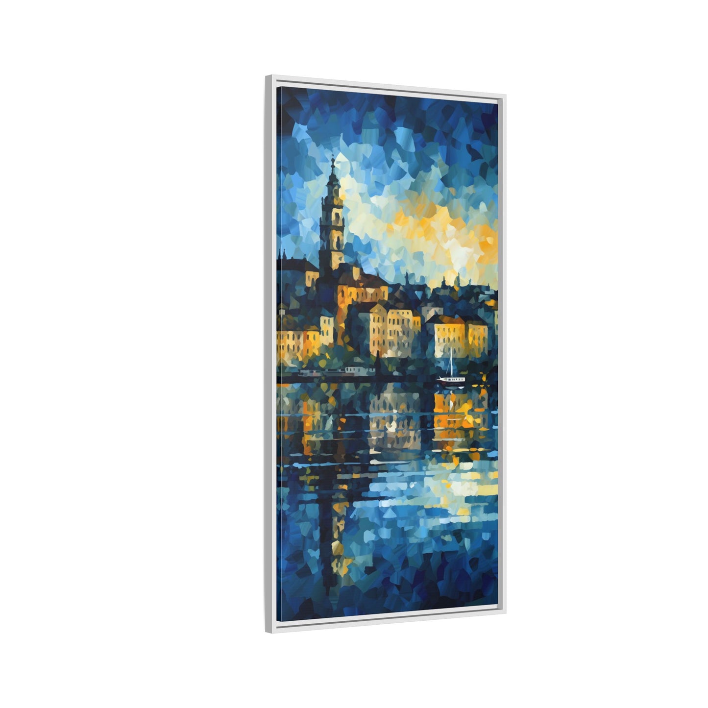 Colorful Framed Matte Canvas Art - Vibrant Cityscape Wall Decor