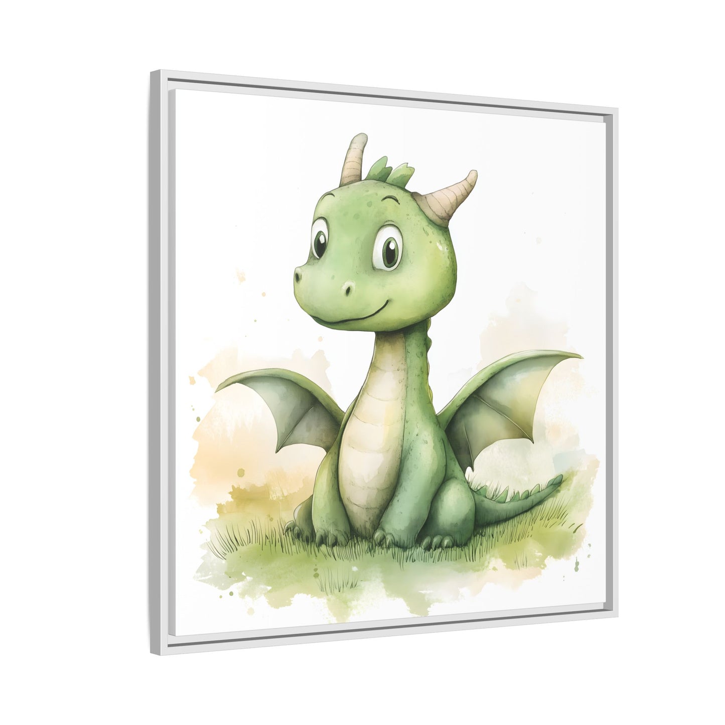 Cute Dragon Matte Canvas Wall Art - Framed Decor for Kids' Rooms