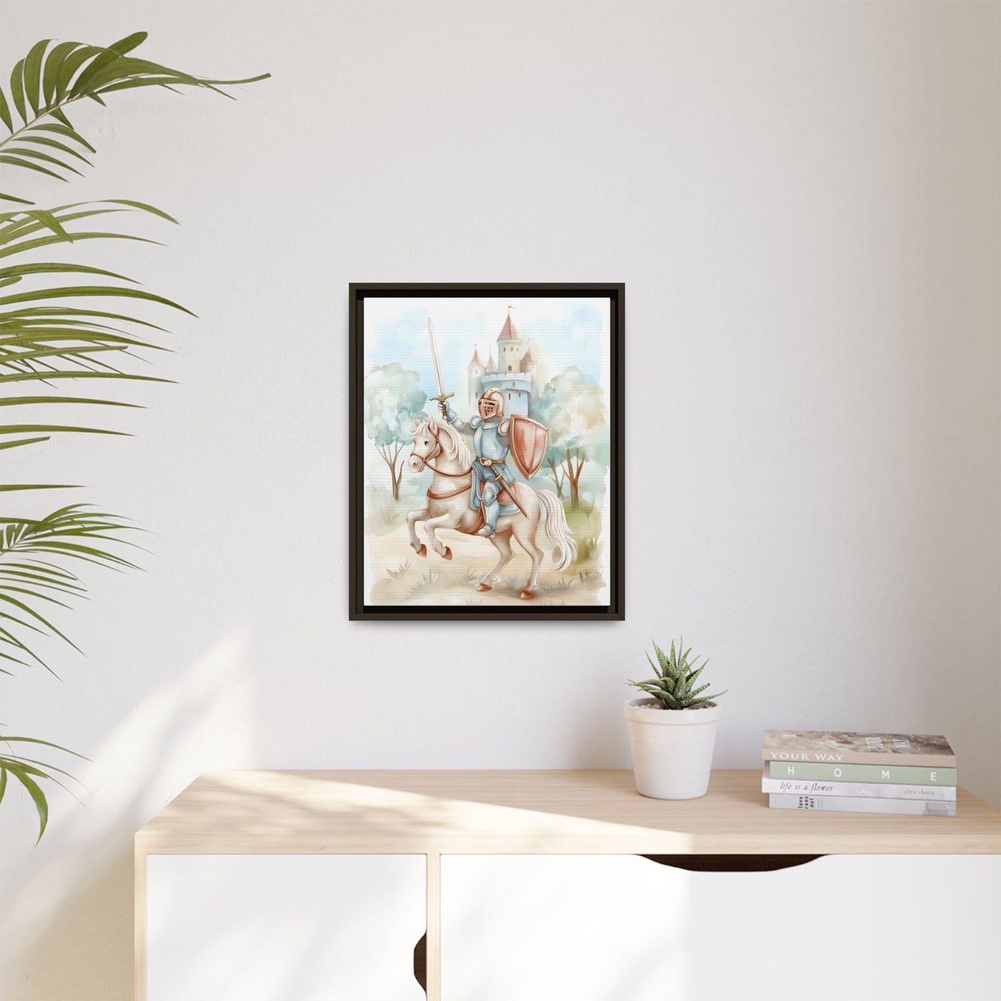 Knight and Horse Framed Matte Canvas Wall Art