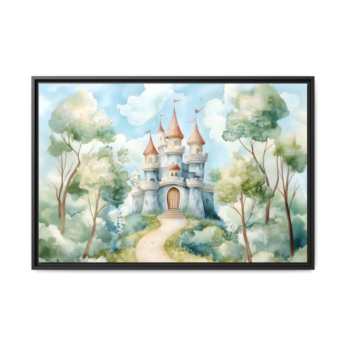 Whimsical Castle Art Print | Framed Matte Canvas for Home Decor