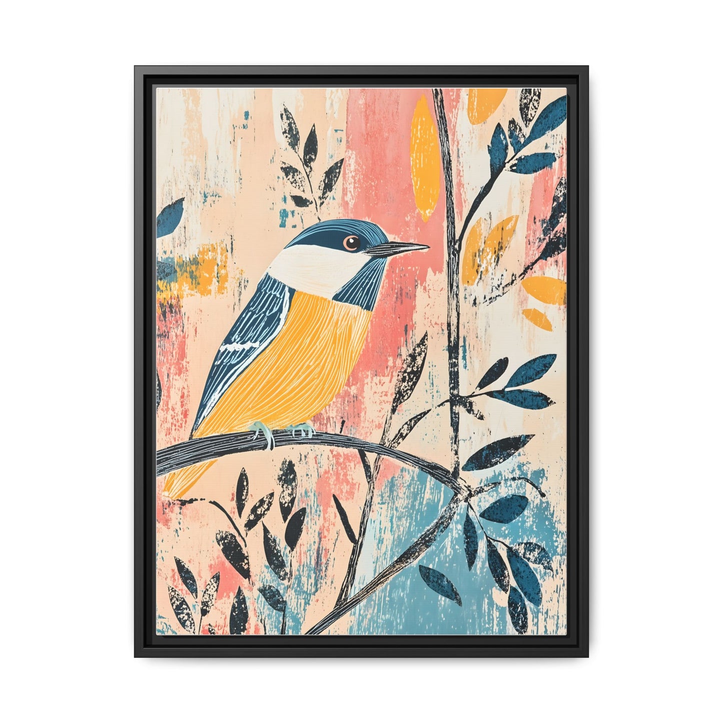 Colorful Bird Wall Art Print - Matte Canvas Framed Decor