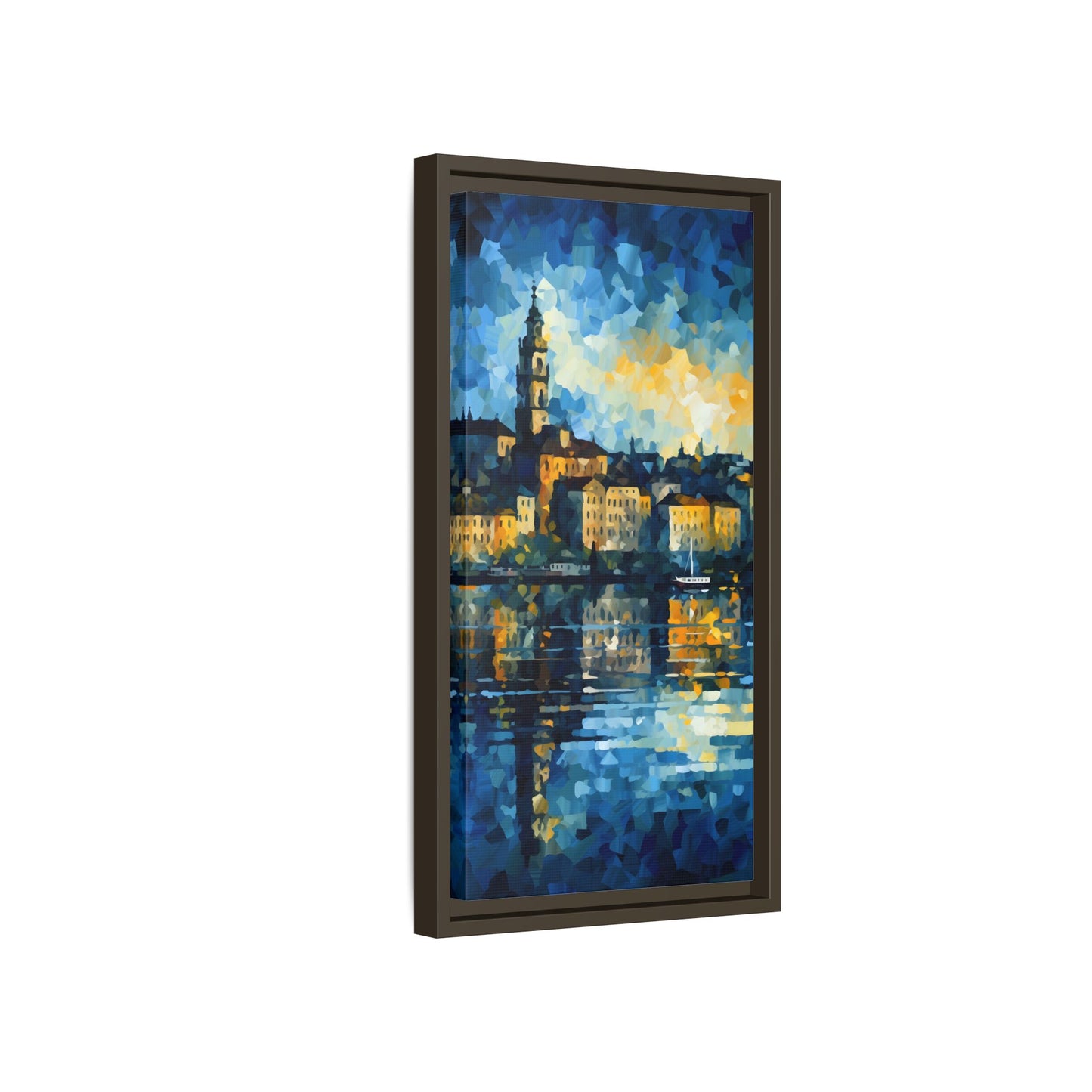 Colorful Framed Matte Canvas Art - Vibrant Cityscape Wall Decor