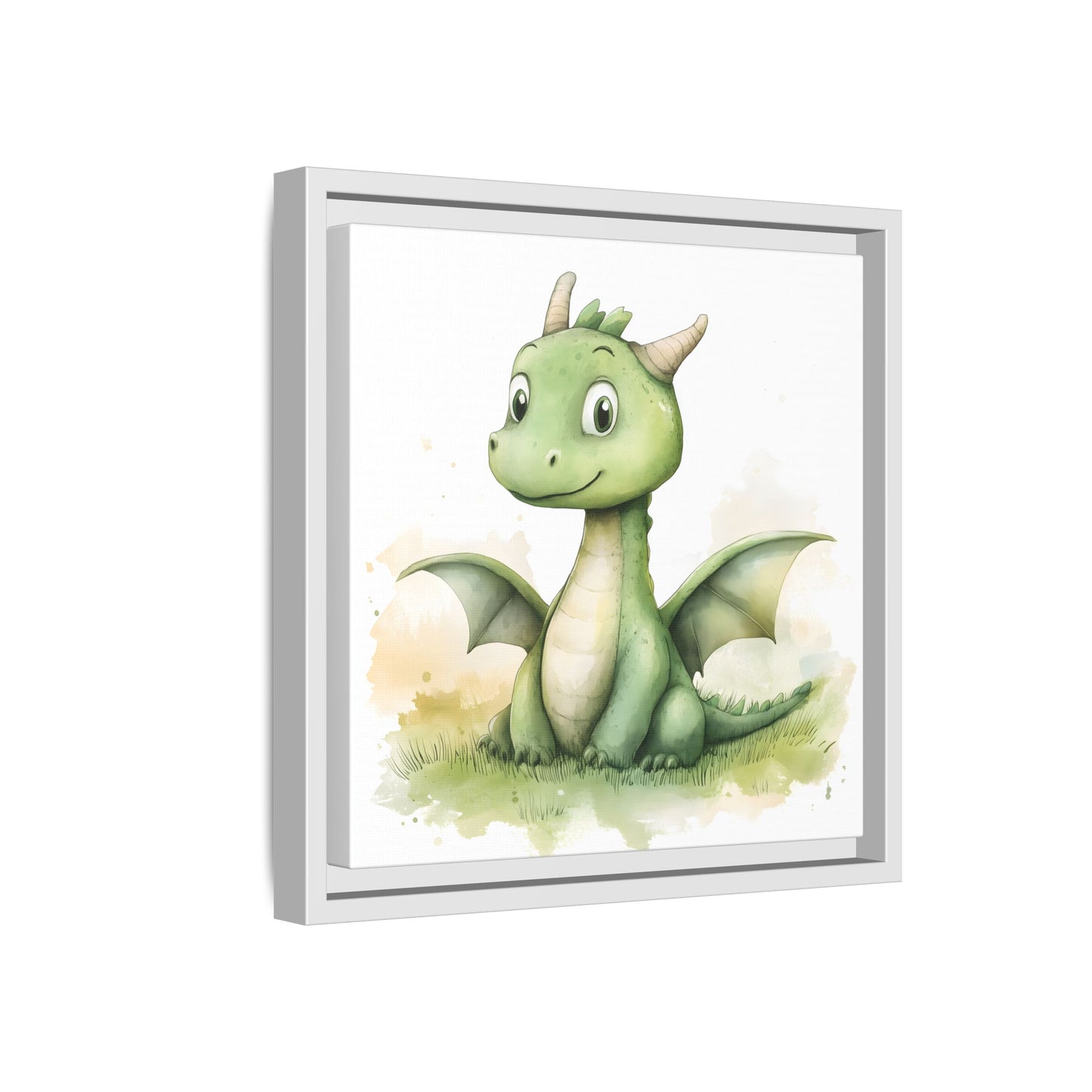 Cute Dragon Matte Canvas Wall Art - Framed Decor for Kids' Rooms