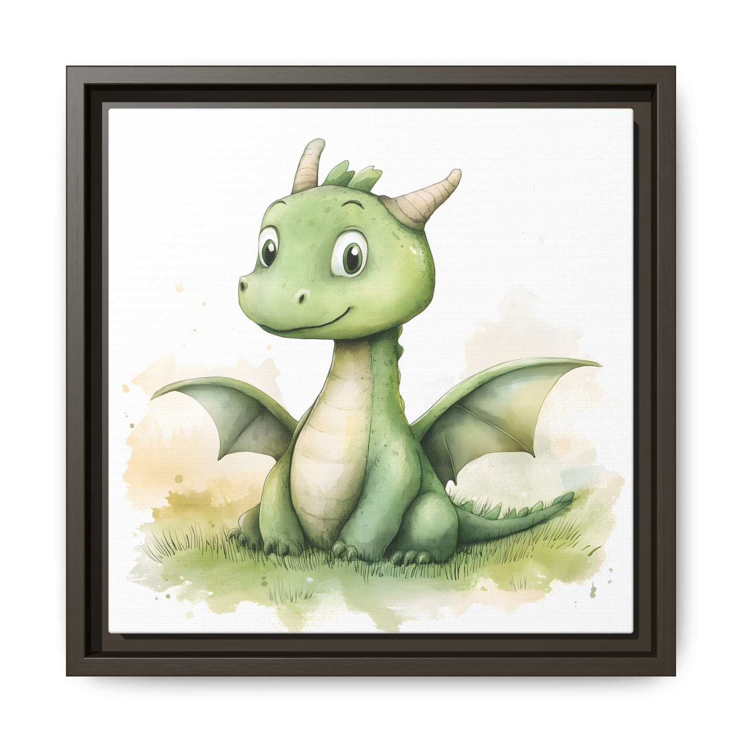 Cute Dragon Matte Canvas Wall Art - Framed Decor for Kids' Rooms