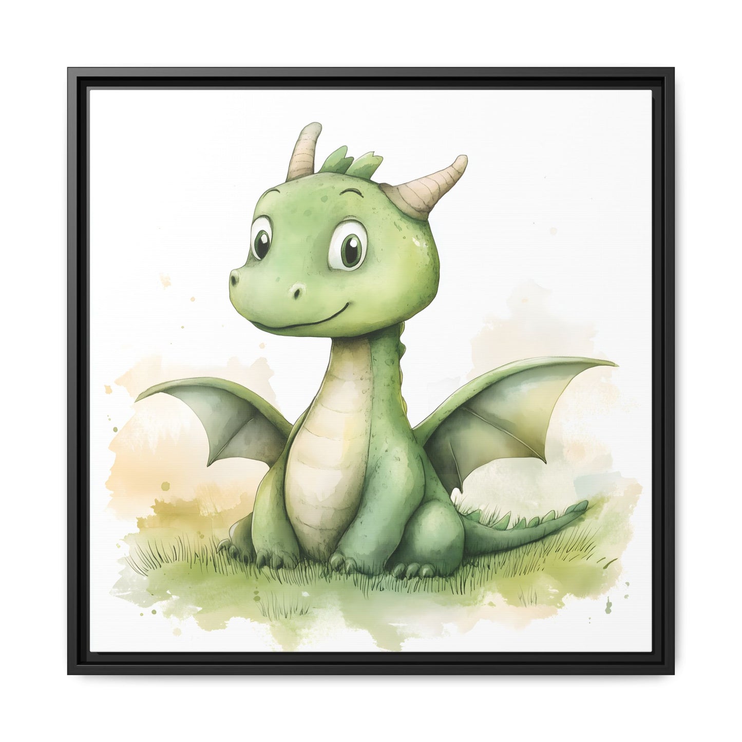 Cute Dragon Matte Canvas Wall Art - Framed Decor for Kids' Rooms