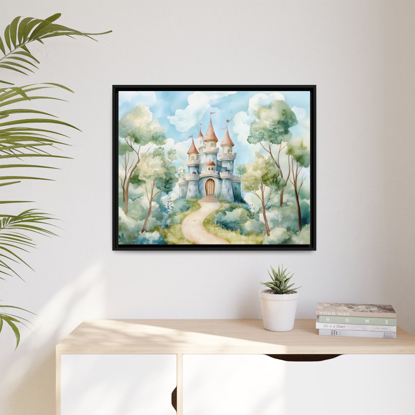 Whimsical Castle Art Print | Framed Matte Canvas for Home Decor