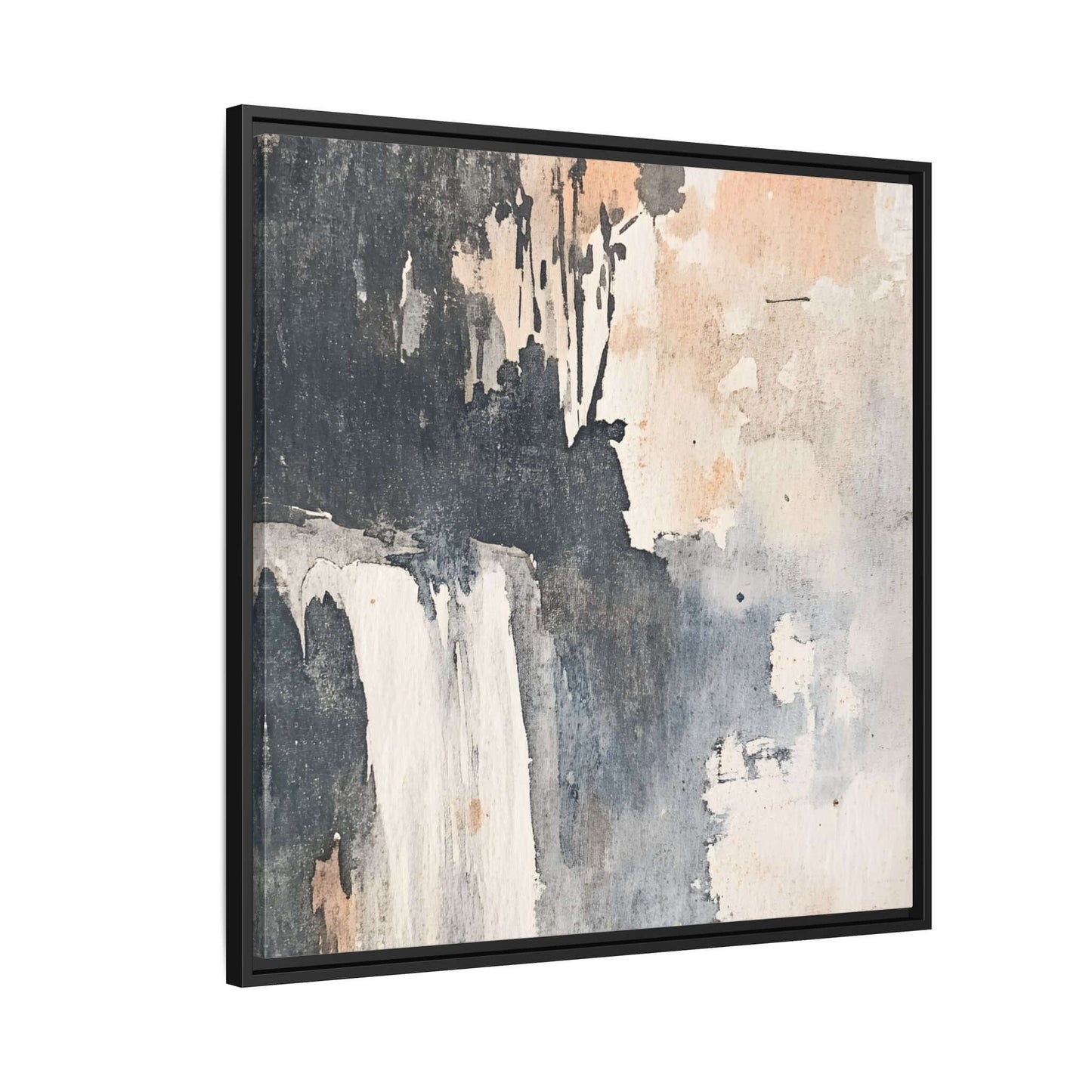 Framed canvas art print featuring abstract waterfall design, perfect for home decor; available in various sizes with a matte finish.
