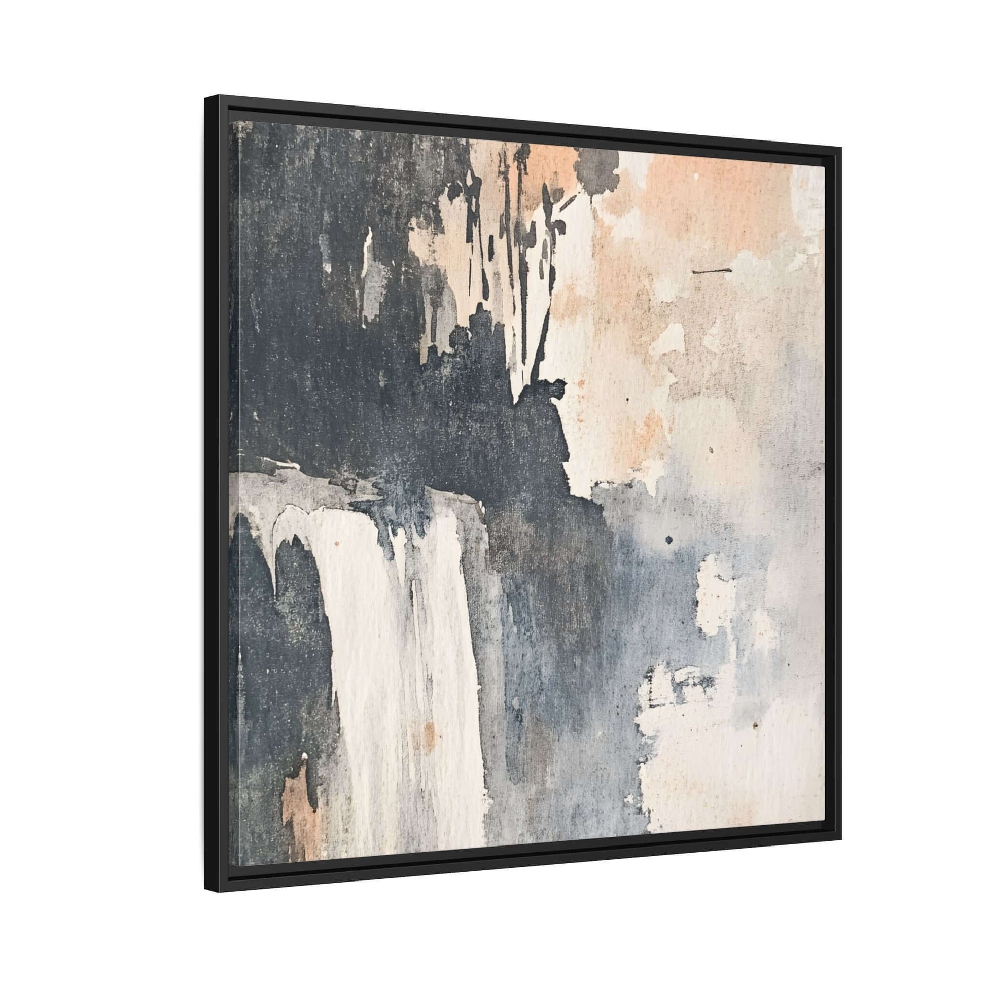 Framed canvas art print featuring abstract waterfall design, perfect for home decor; available in various sizes with a matte finish.