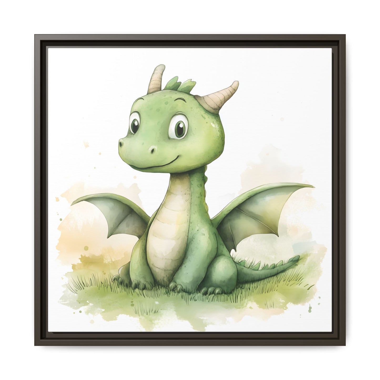 Cute Dragon Matte Canvas Wall Art - Framed Decor for Kids' Rooms