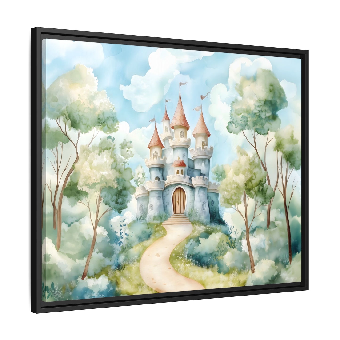 Whimsical Castle Art Print | Framed Matte Canvas for Home Decor