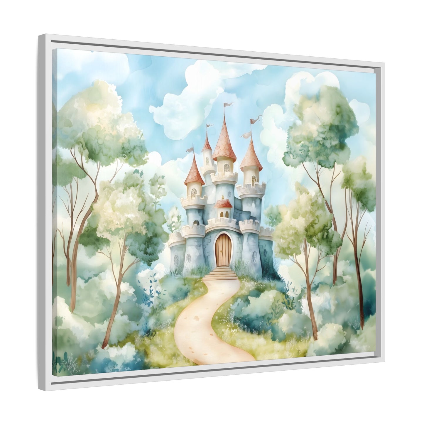 Whimsical Castle Art Print | Framed Matte Canvas for Home Decor