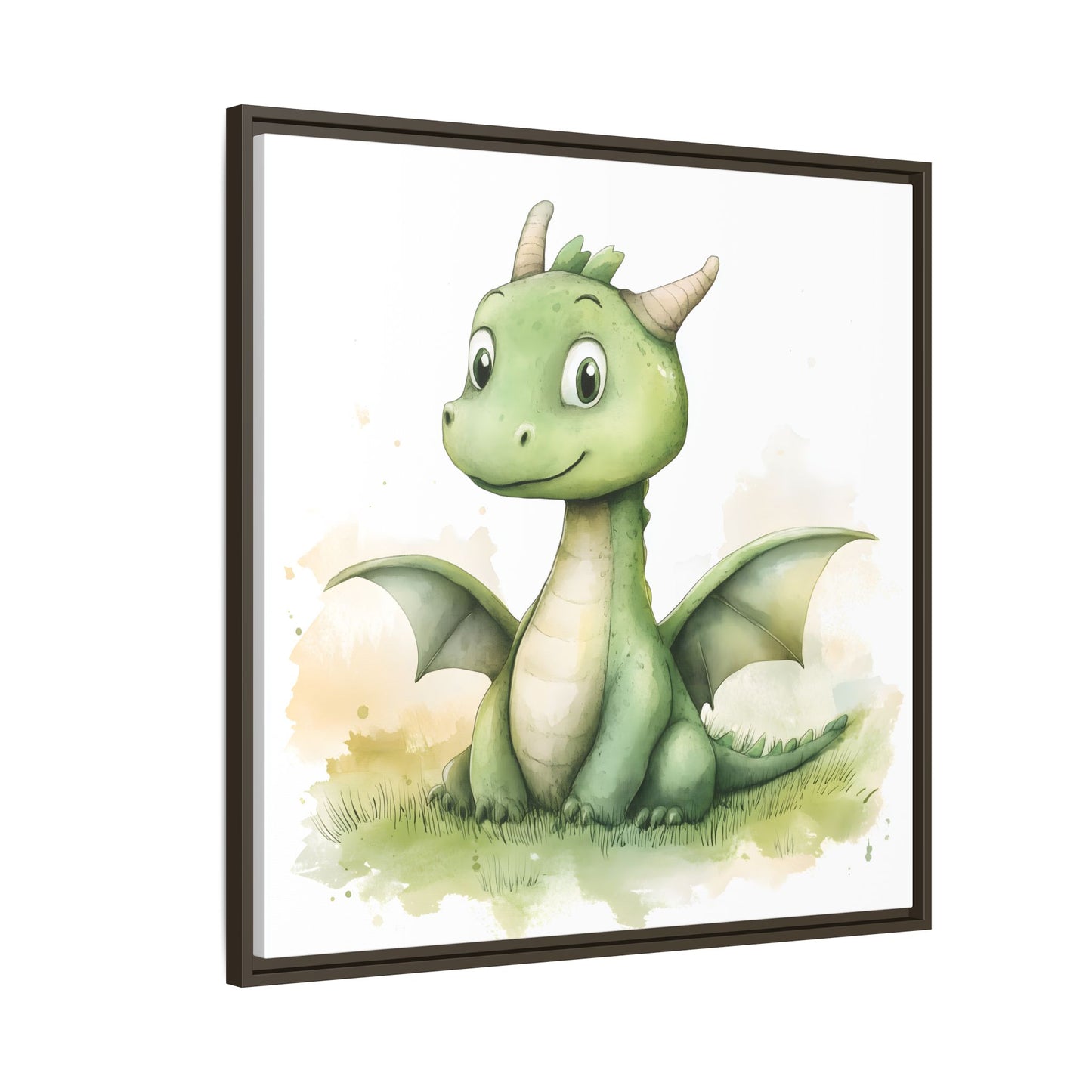 Cute Dragon Matte Canvas Wall Art - Framed Decor for Kids' Rooms