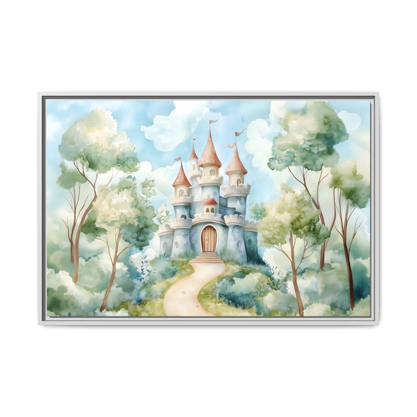Whimsical Castle Art Print | Framed Matte Canvas for Home Decor