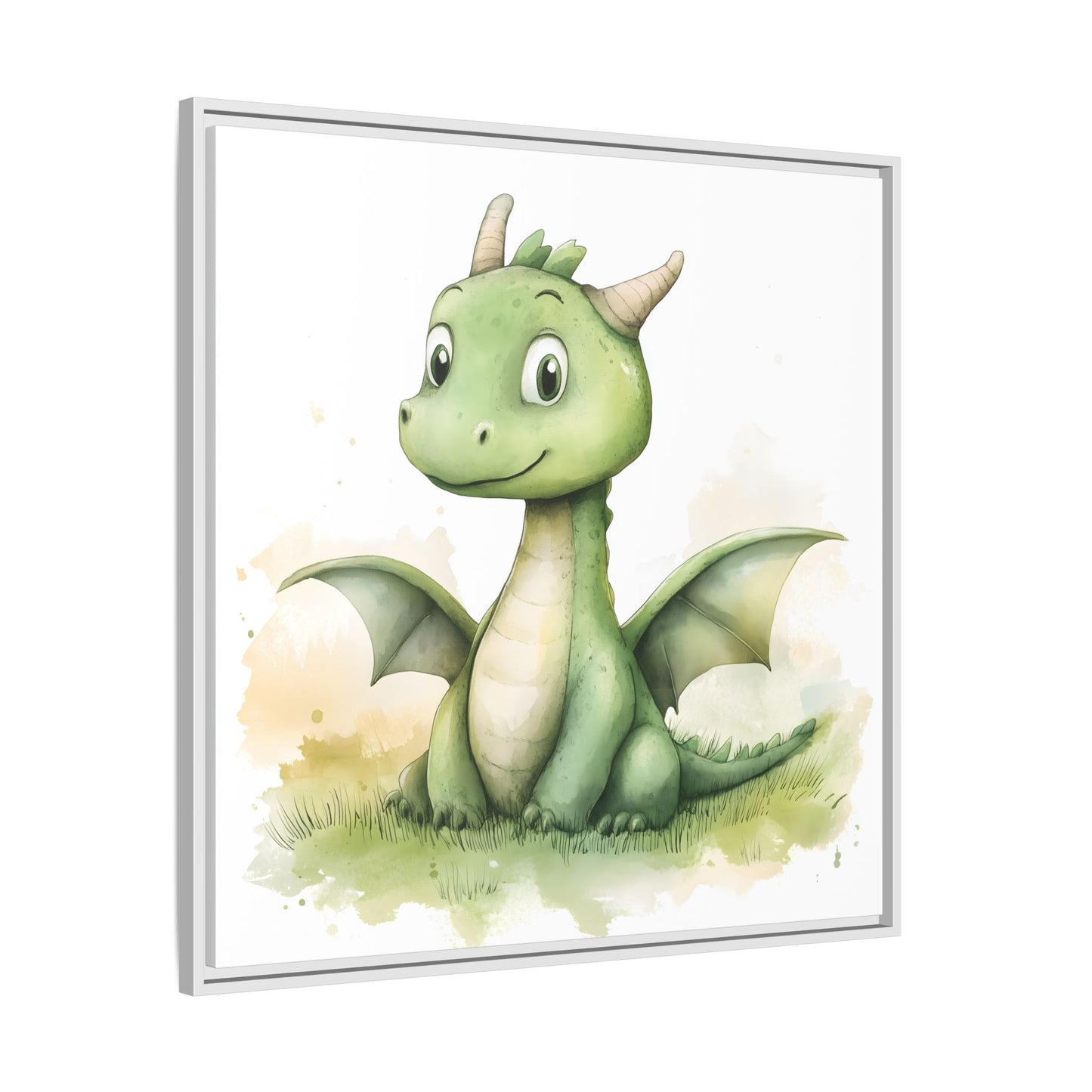 Cute Dragon Matte Canvas Wall Art - Framed Decor for Kids' Rooms