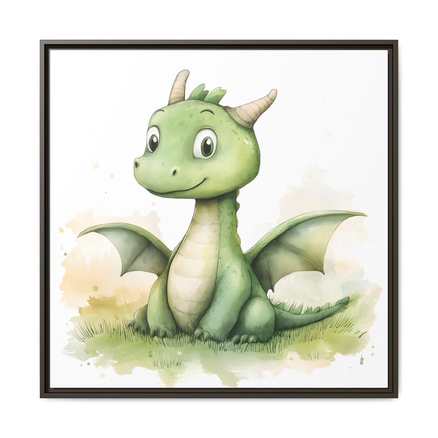 Cute Dragon Matte Canvas Wall Art - Framed Decor for Kids' Rooms