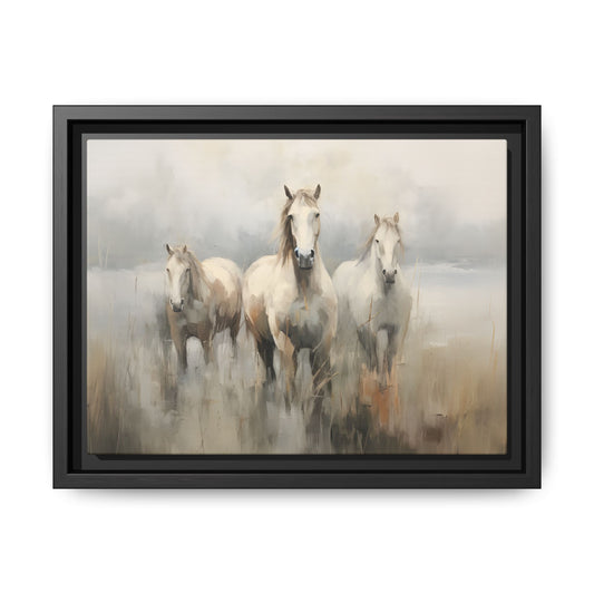 Framed Horse Art Canvas – Tranquil Multi-Color Wall Decor for Animal Lovers