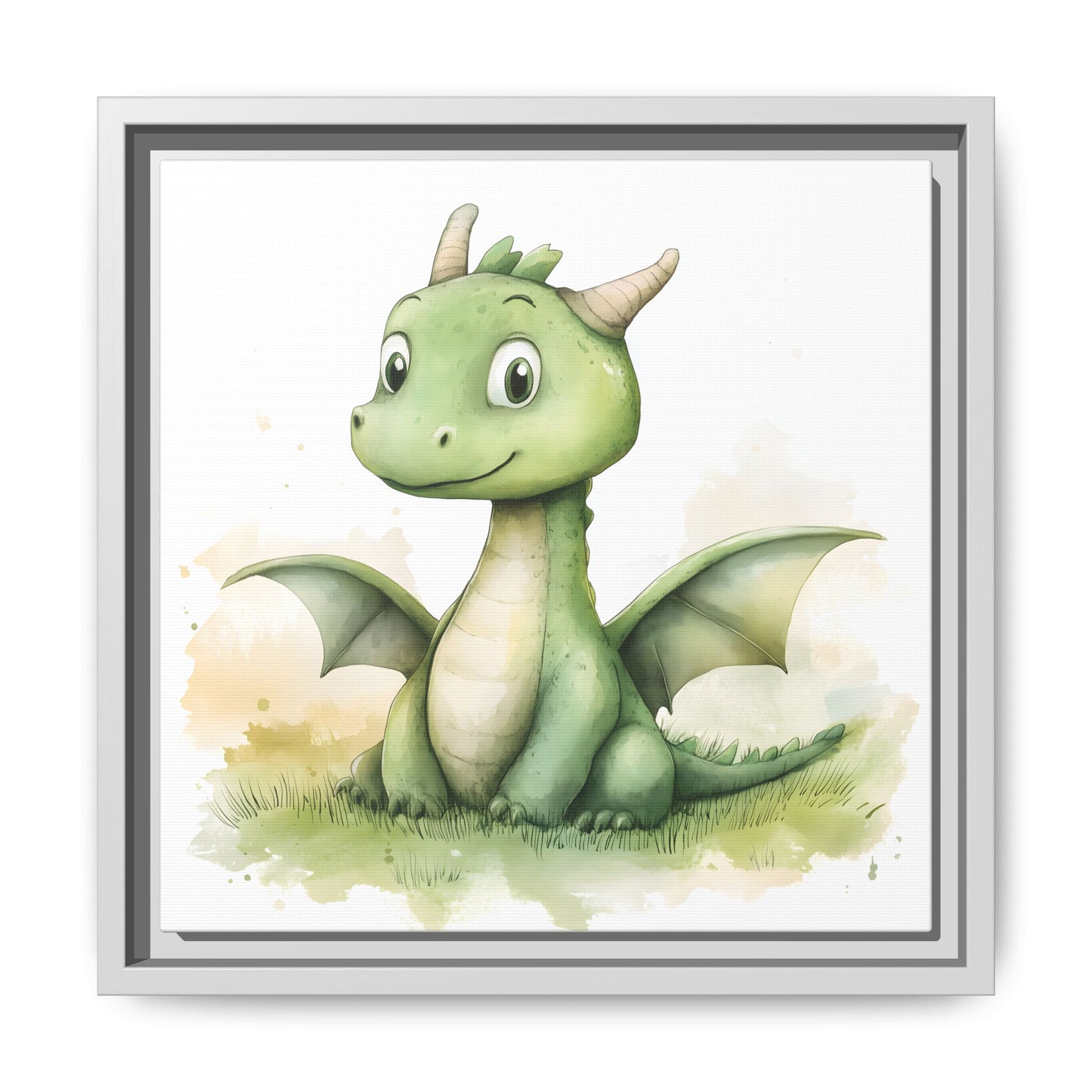 Cute Dragon Matte Canvas Wall Art - Framed Decor for Kids' Rooms
