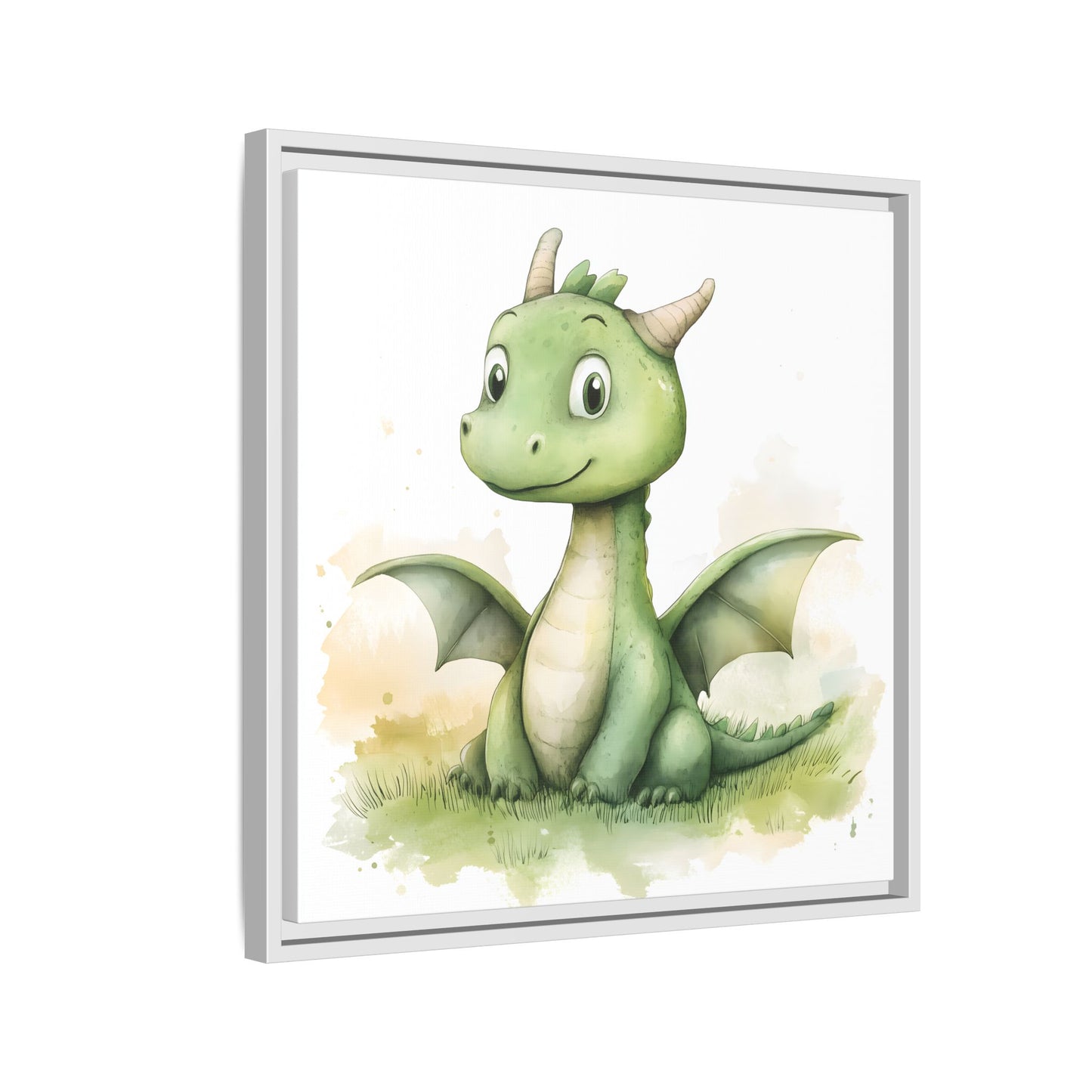 Cute Dragon Matte Canvas Wall Art - Framed Decor for Kids' Rooms