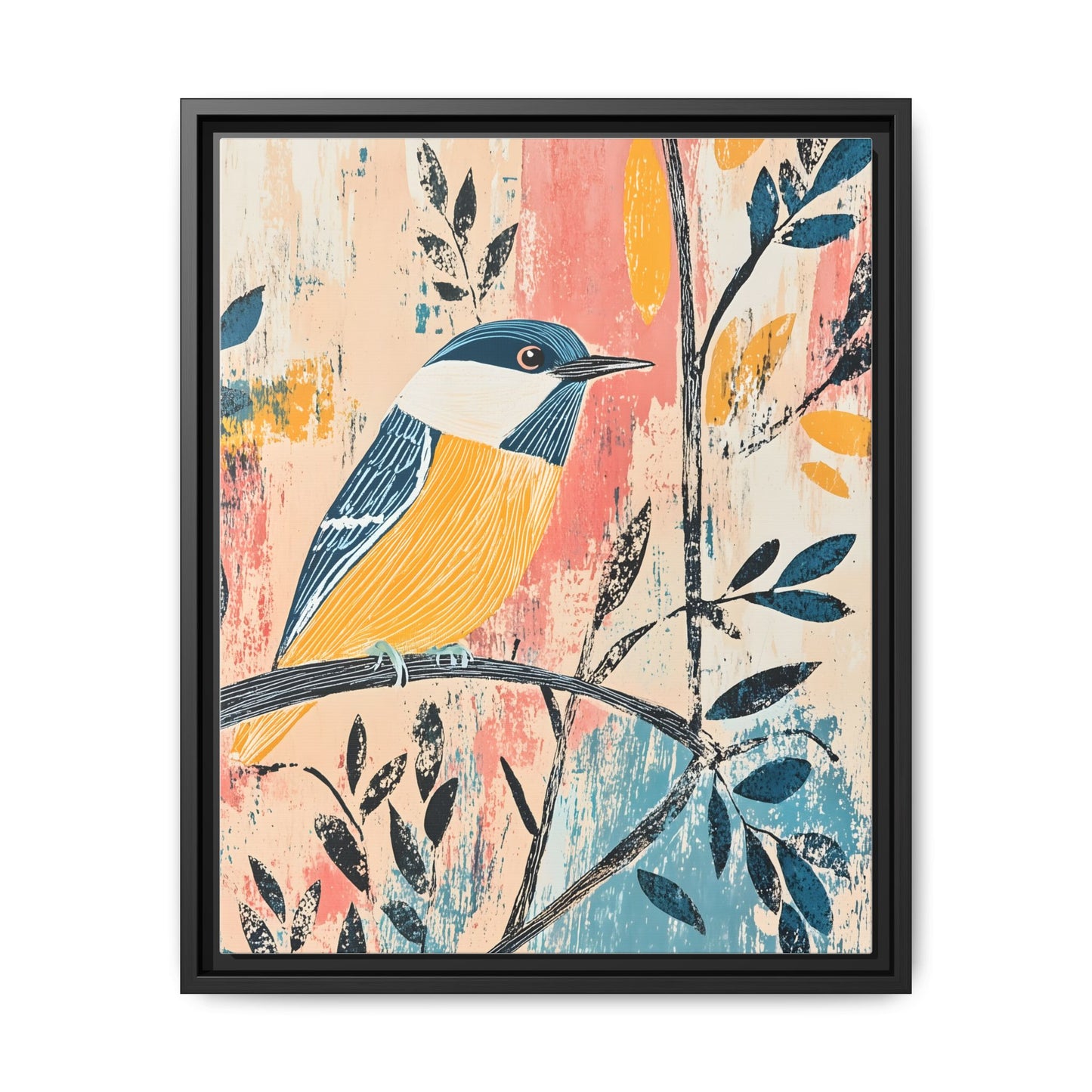 Colorful Bird Wall Art Print - Matte Canvas Framed Decor