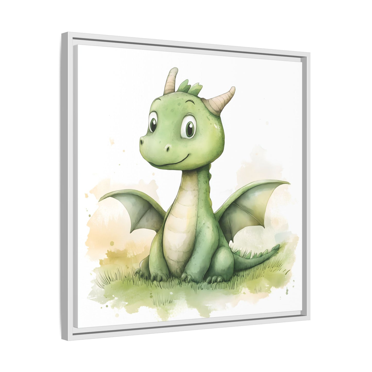 Cute Dragon Matte Canvas Wall Art - Framed Decor for Kids' Rooms