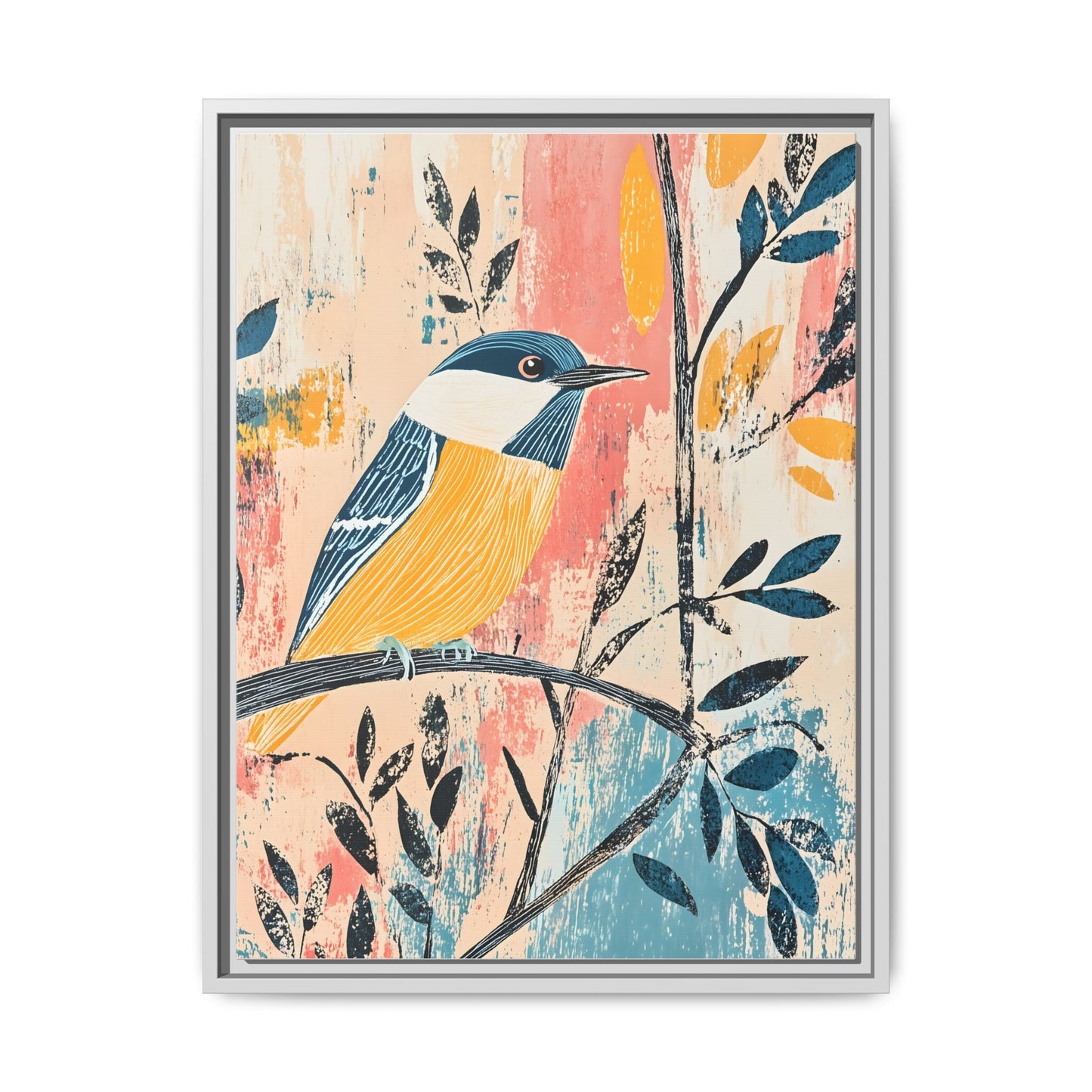 Colorful Bird Wall Art Print - Matte Canvas Framed Decor