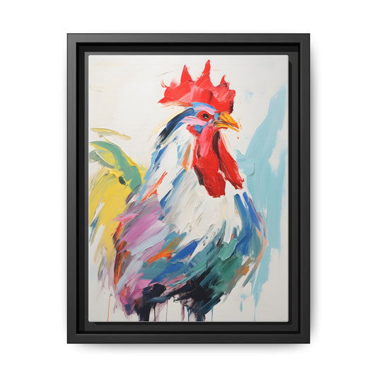 Vibrant Rooster Canvas Art - Colorful Framed Wall Decor for Farmhouse Style Living