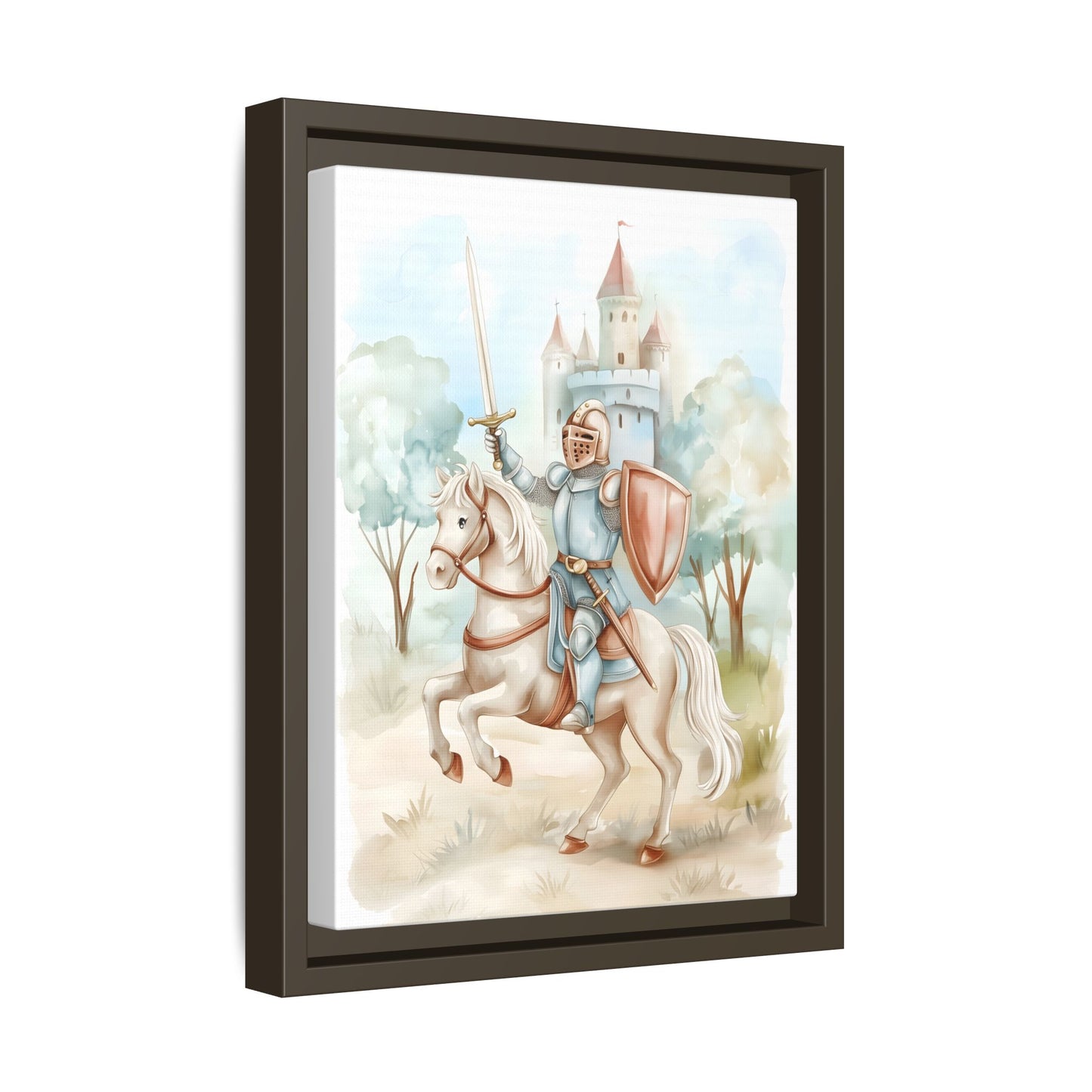 Knight and Horse Framed Matte Canvas Wall Art