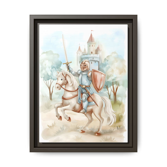 Knight and Horse Framed Matte Canvas Wall Art