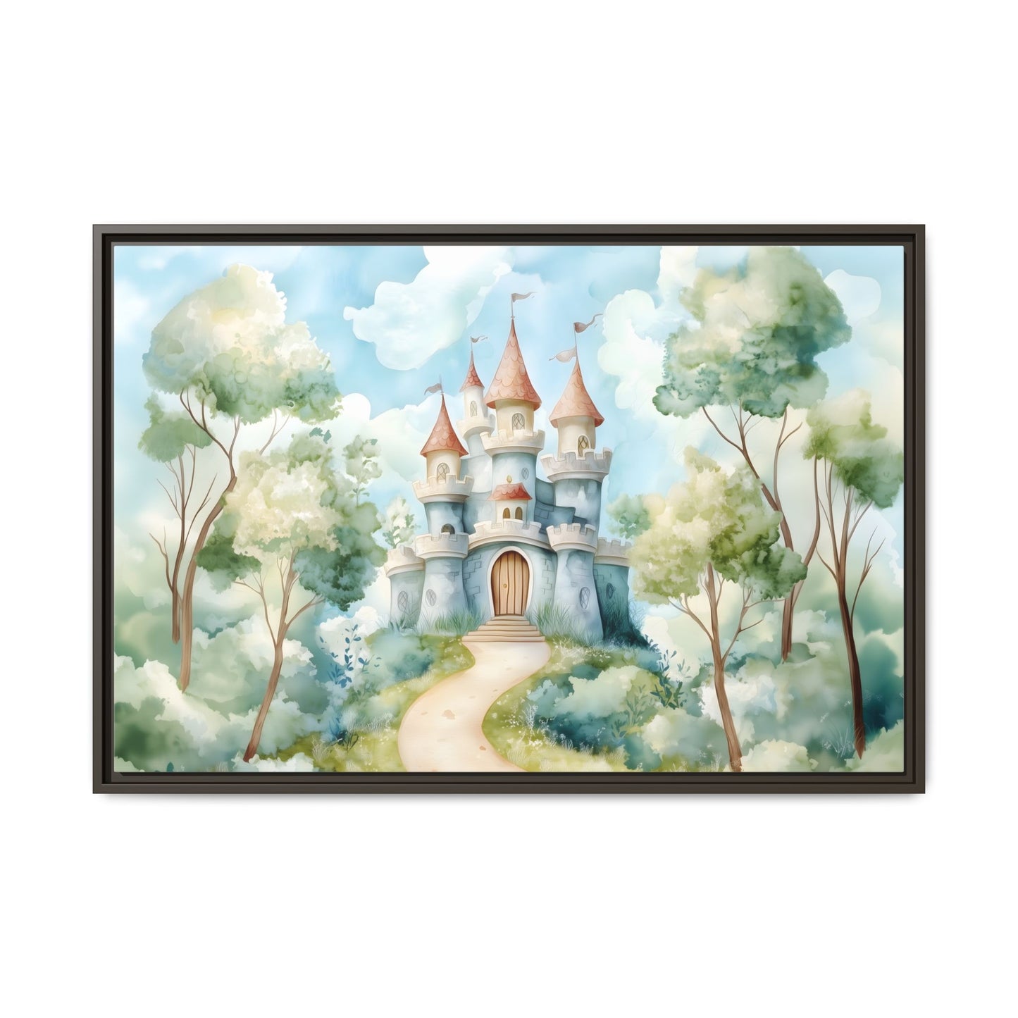 Whimsical Castle Art Print | Framed Matte Canvas for Home Decor