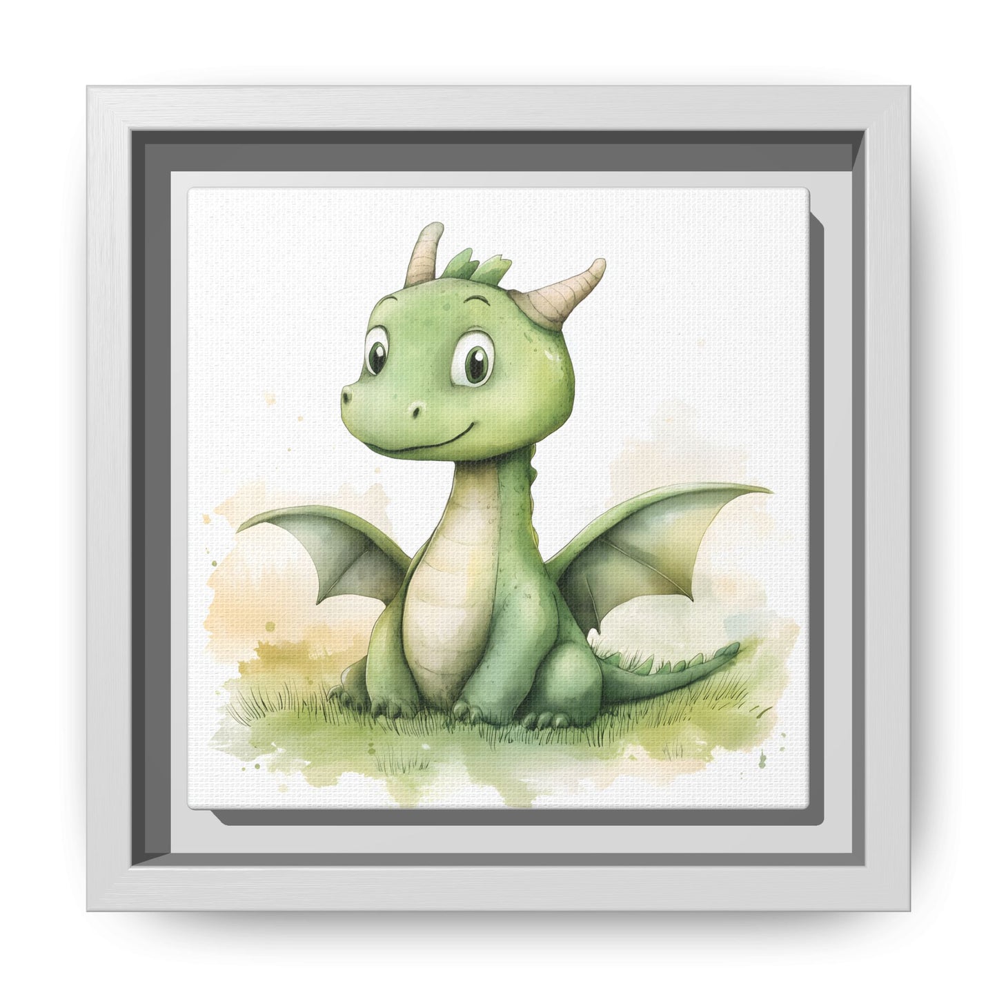 Cute Dragon Matte Canvas Wall Art - Framed Decor for Kids' Rooms