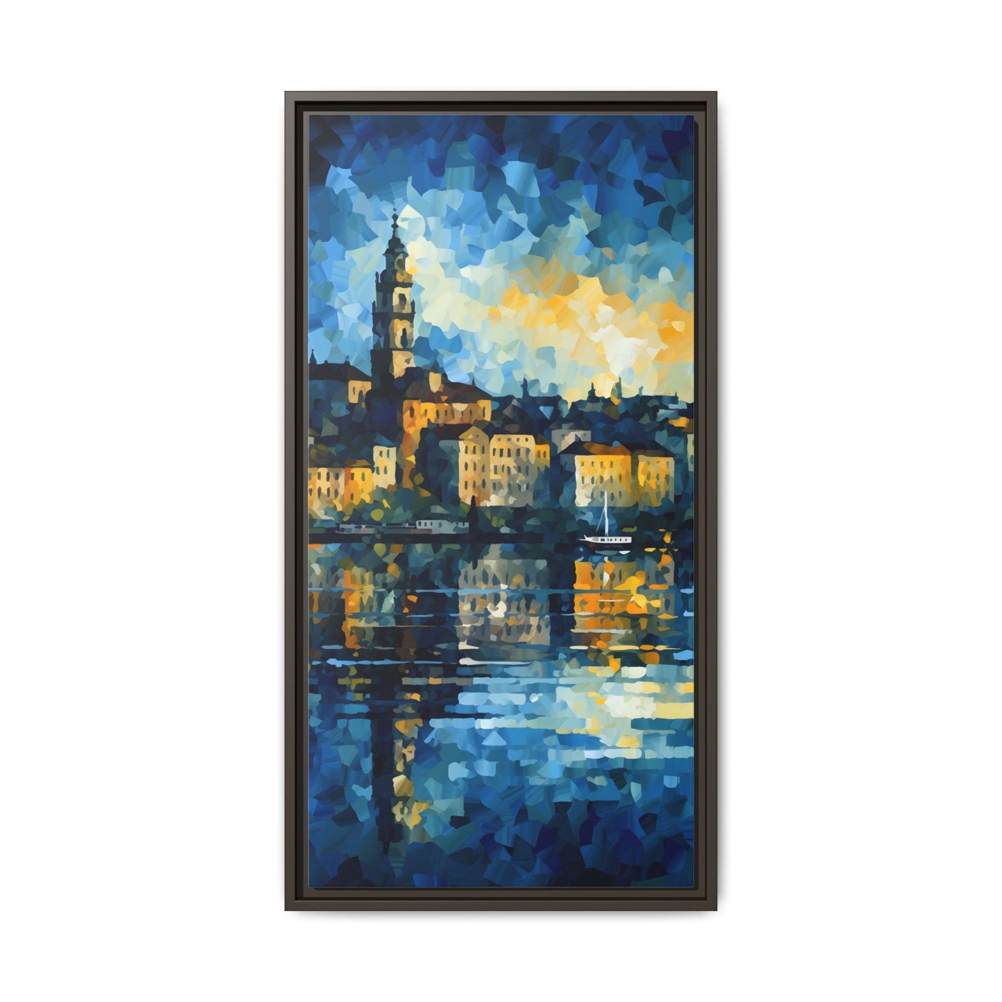 Colorful Framed Matte Canvas Art - Vibrant Cityscape Wall Decor