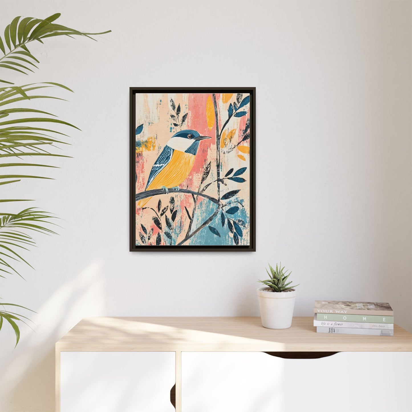 Colorful Bird Wall Art Print - Matte Canvas Framed Decor