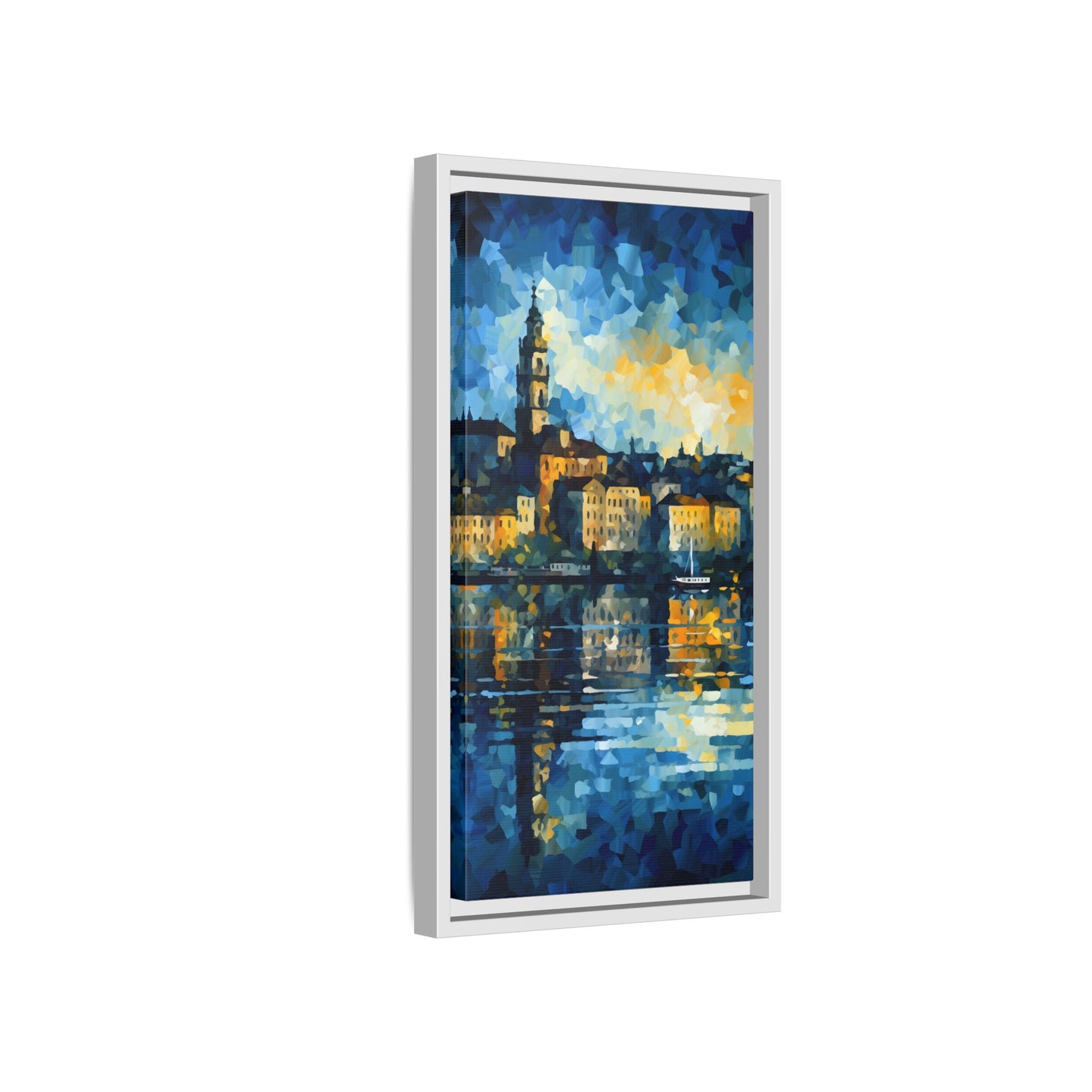 Colorful Framed Matte Canvas Art - Vibrant Cityscape Wall Decor
