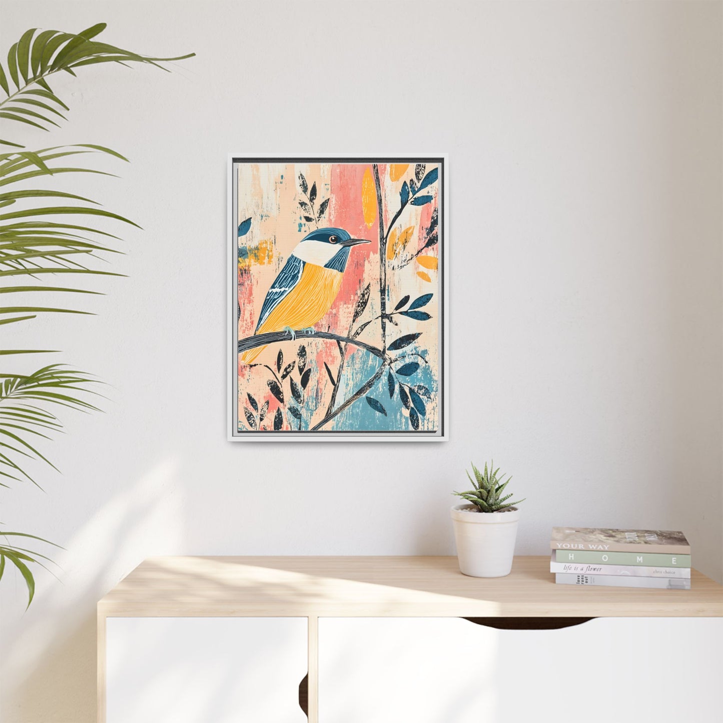 Colorful Bird Wall Art Print - Matte Canvas Framed Decor