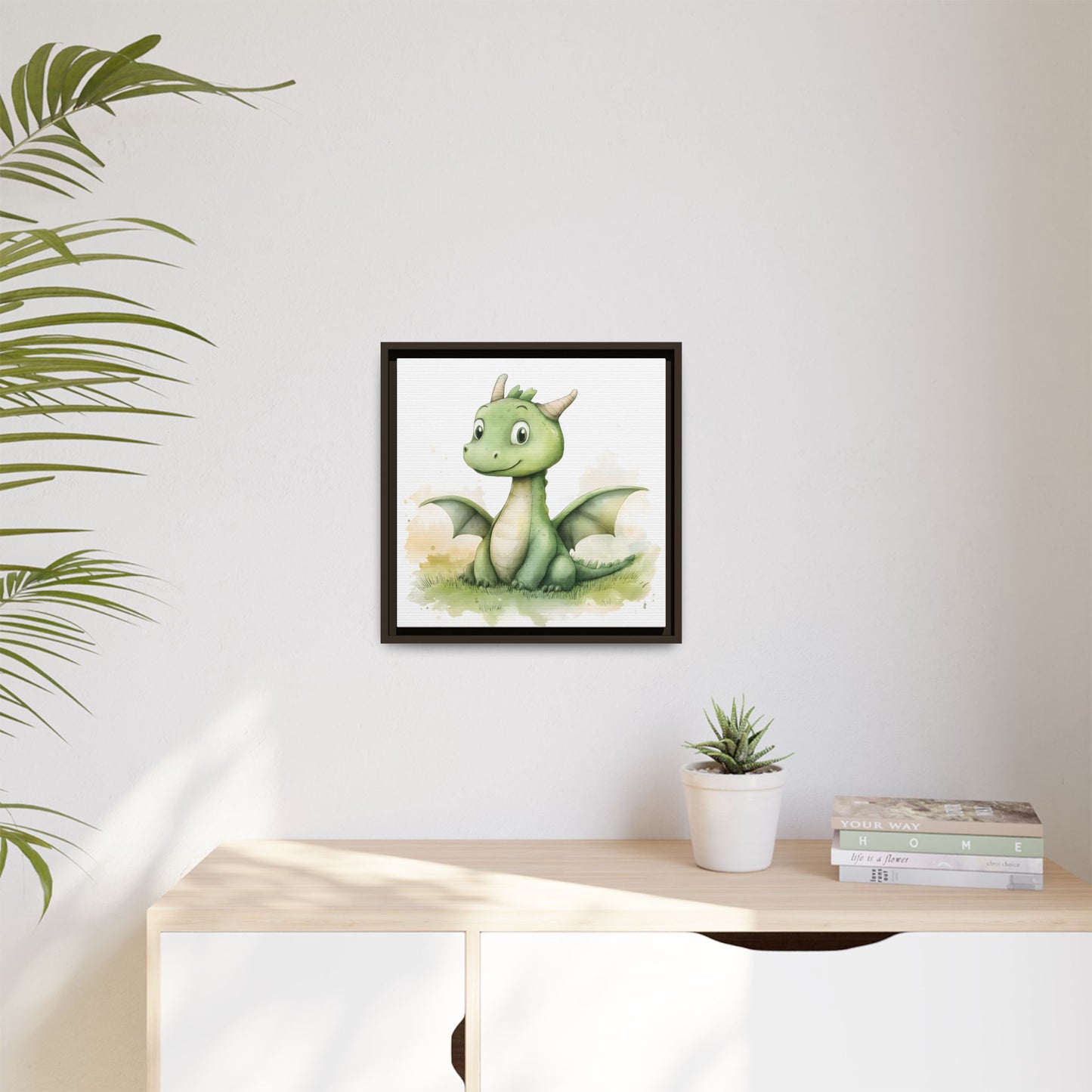 Cute Dragon Matte Canvas Wall Art - Framed Decor for Kids' Rooms