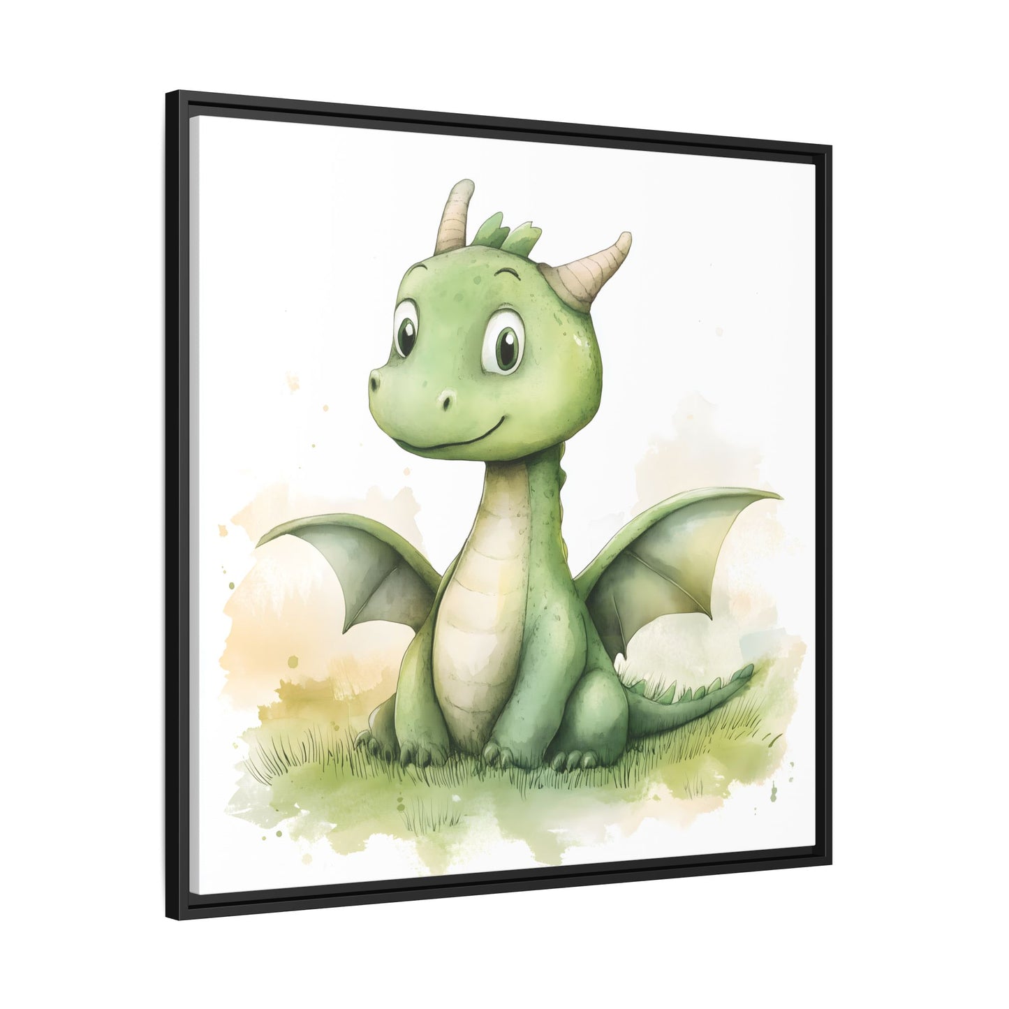Cute Dragon Matte Canvas Wall Art - Framed Decor for Kids' Rooms