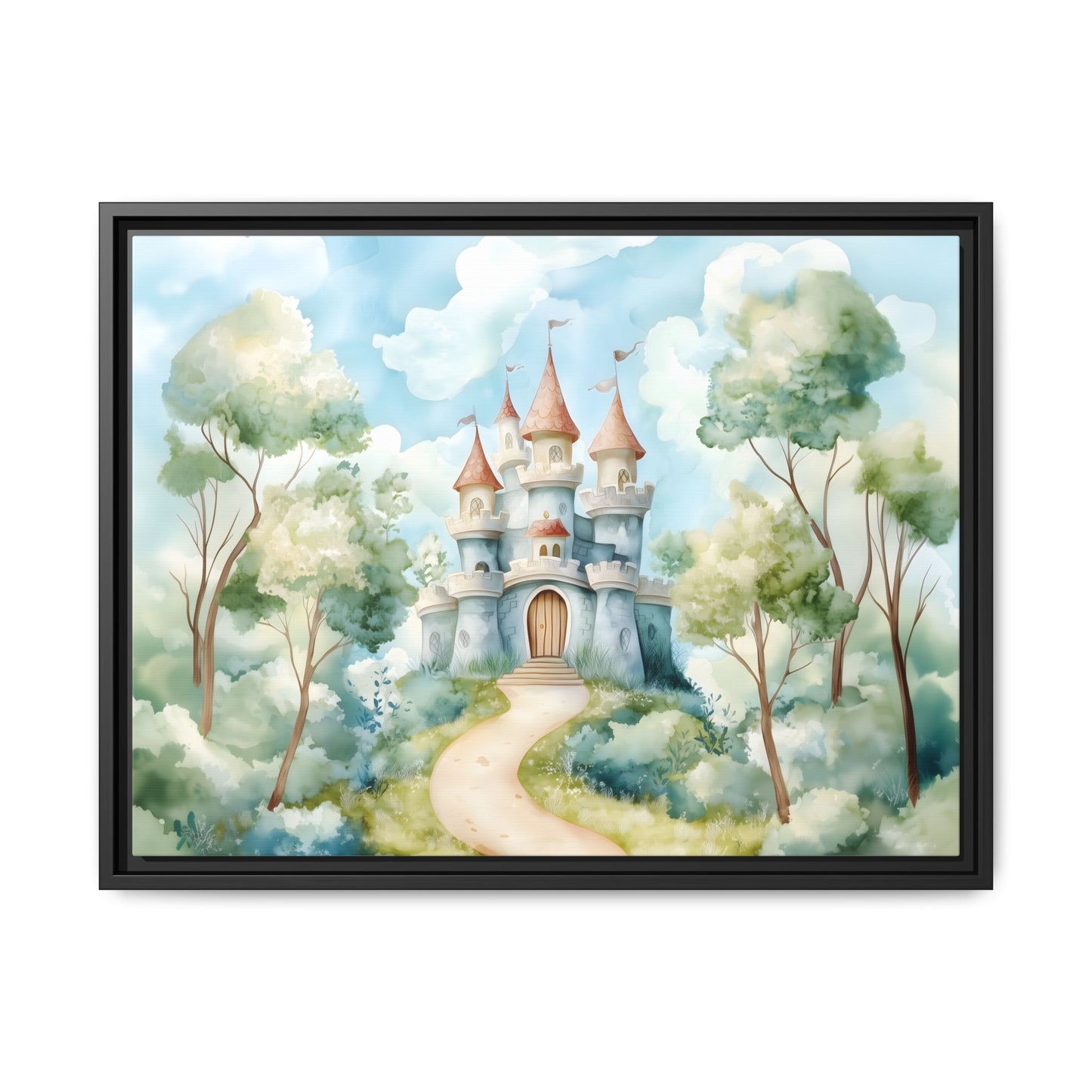 Whimsical Castle Art Print | Framed Matte Canvas for Home Decor