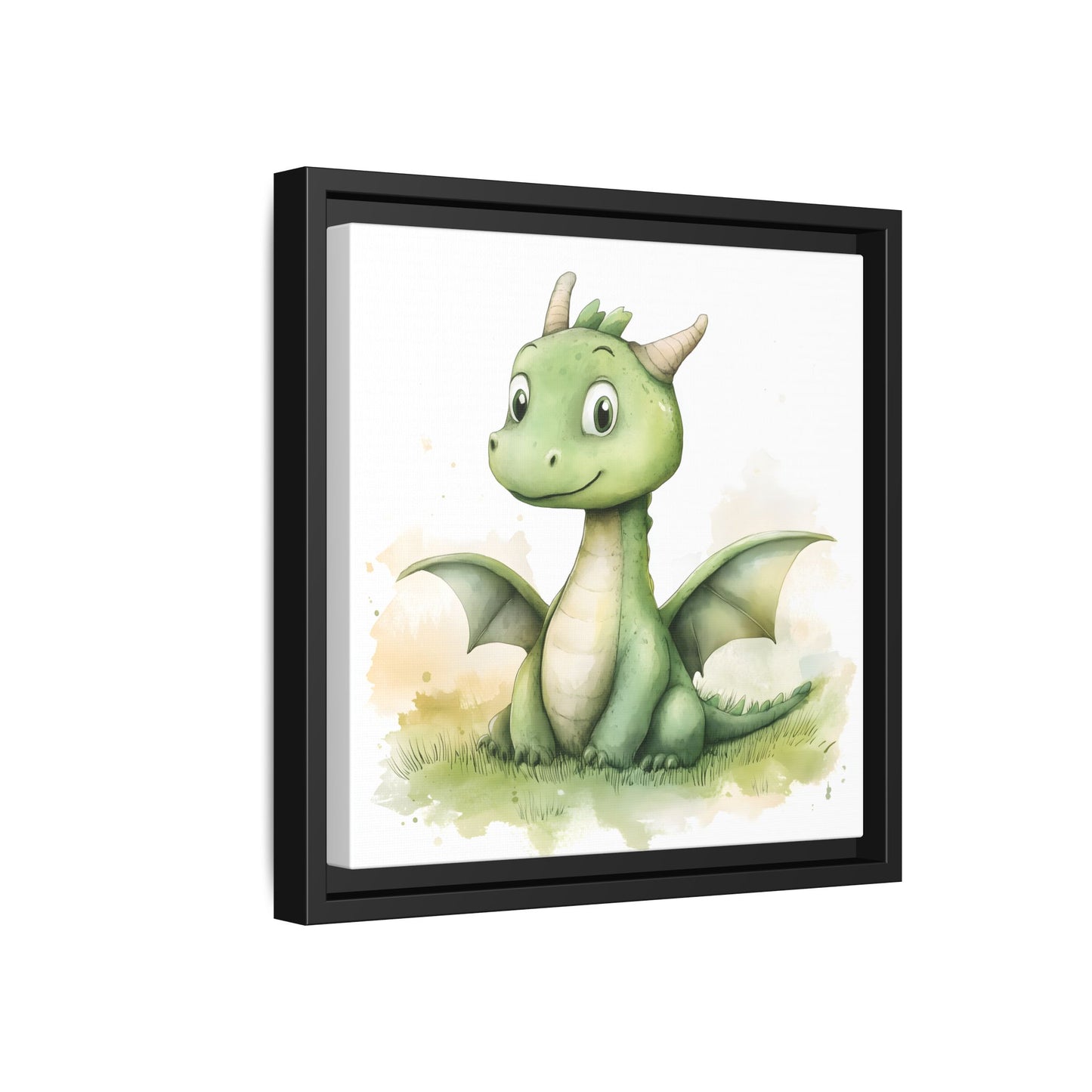 Cute Dragon Matte Canvas Wall Art - Framed Decor for Kids' Rooms