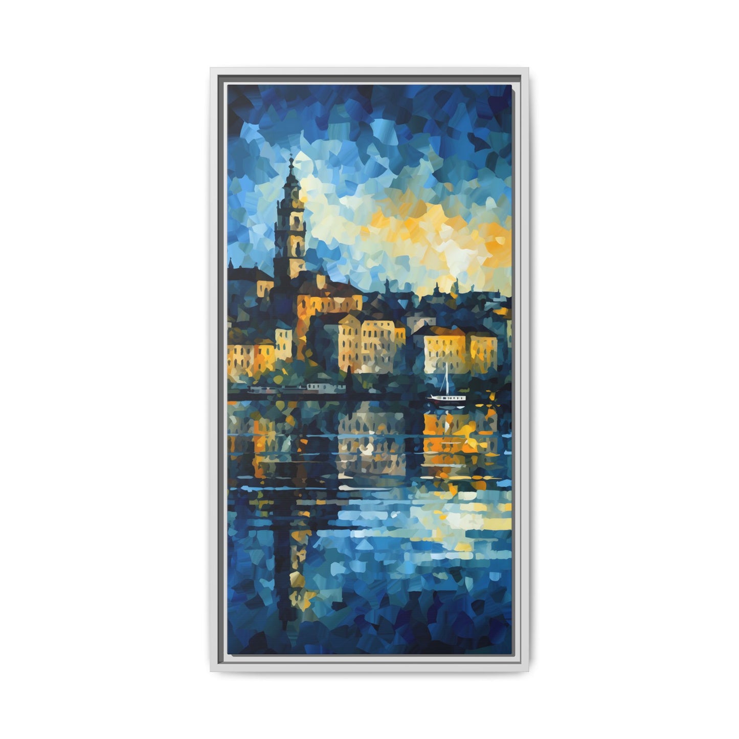 Colorful Framed Matte Canvas Art - Vibrant Cityscape Wall Decor