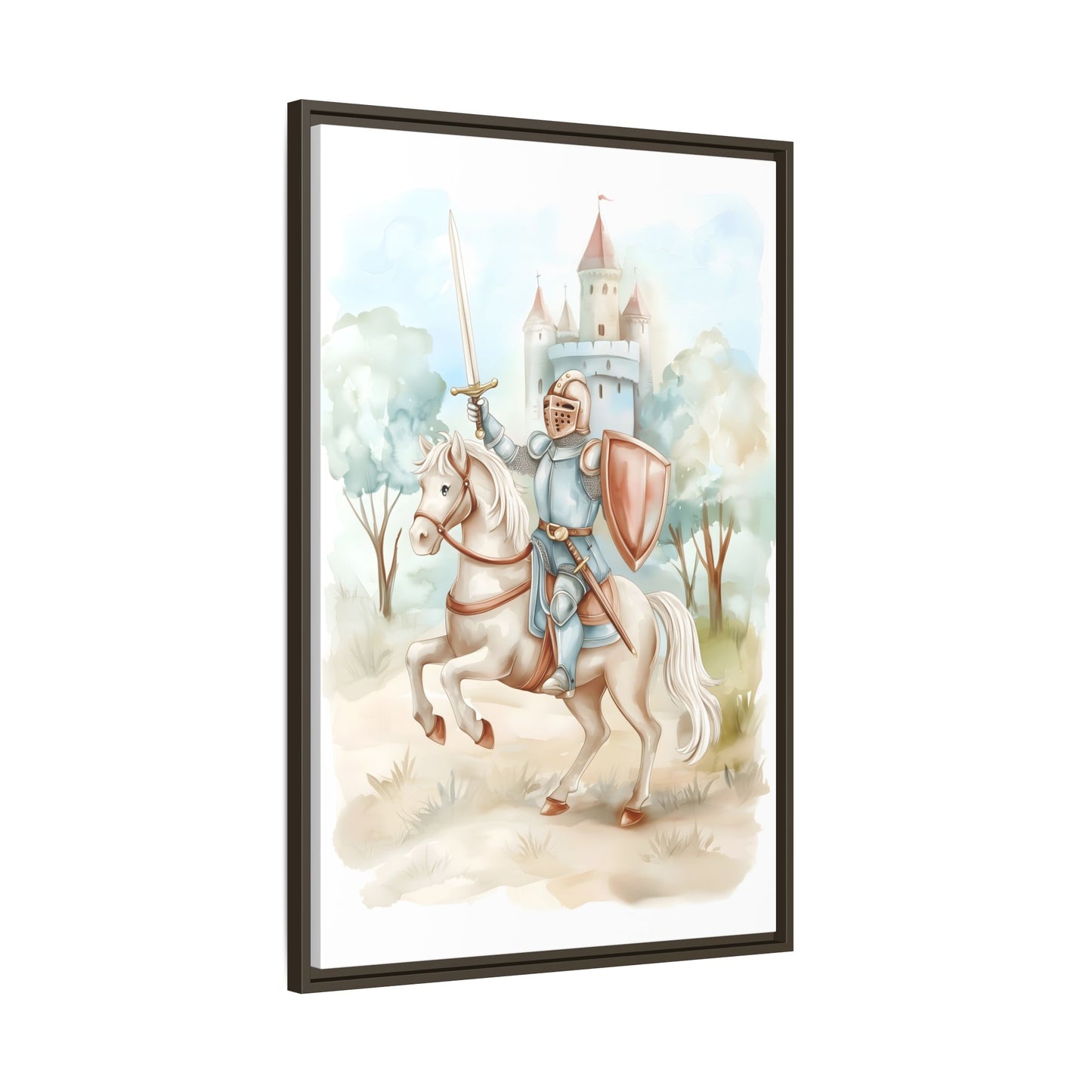 Knight and Horse Framed Matte Canvas Wall Art