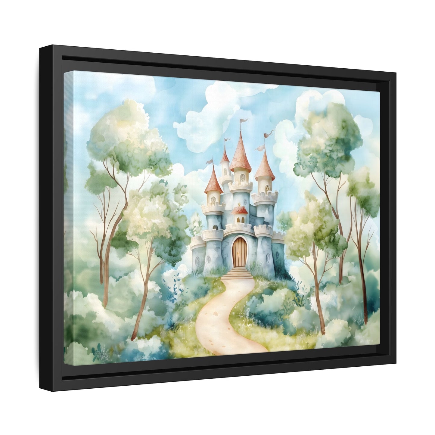 Whimsical Castle Art Print | Framed Matte Canvas for Home Decor