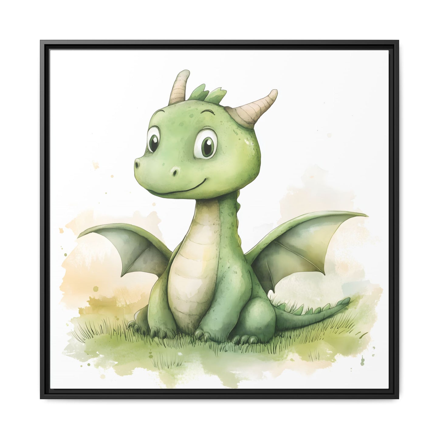 Cute Dragon Matte Canvas Wall Art - Framed Decor for Kids' Rooms