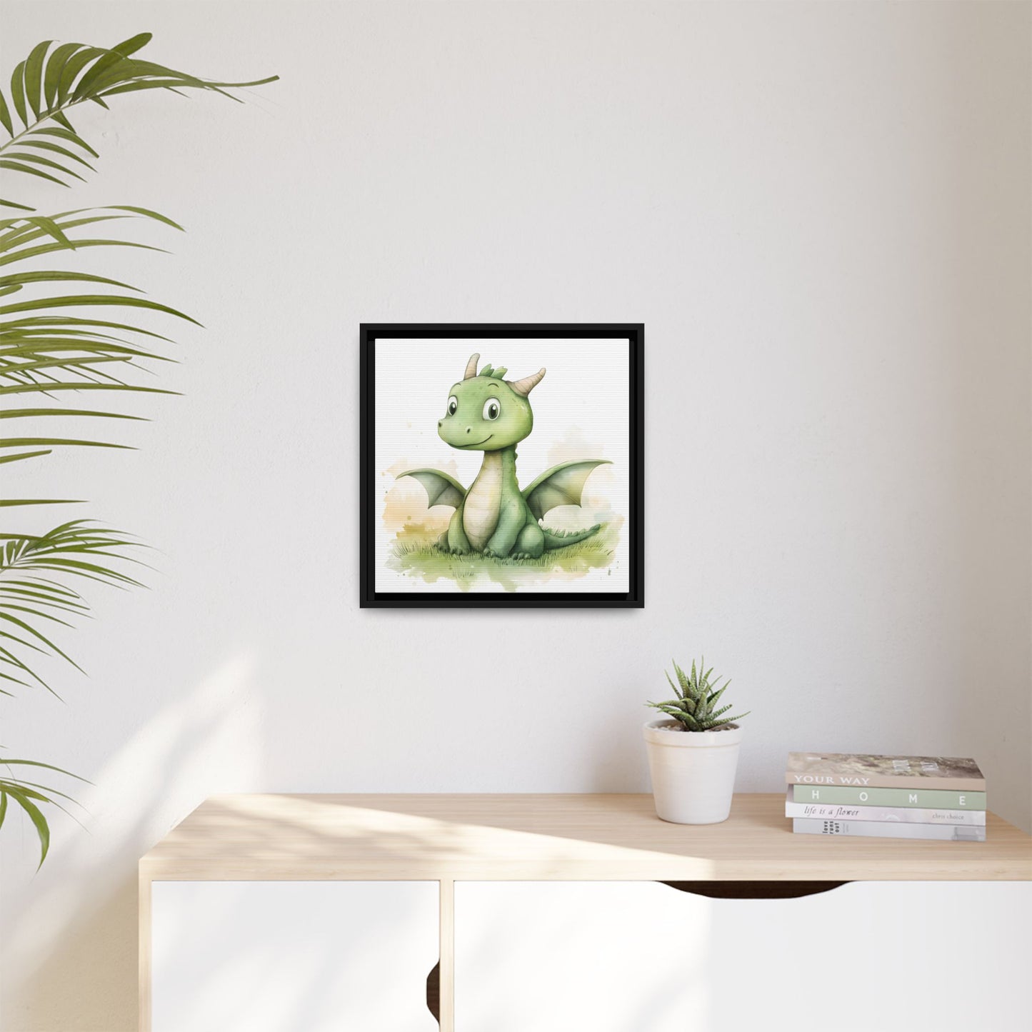 Cute Dragon Matte Canvas Wall Art - Framed Decor for Kids' Rooms