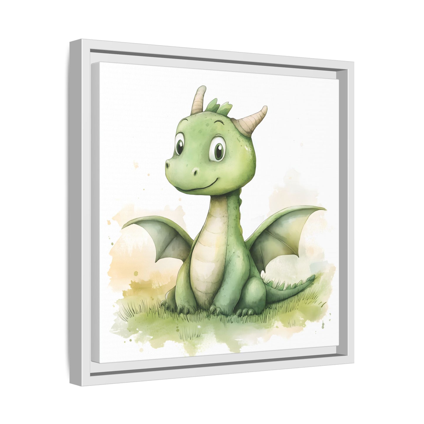 Cute Dragon Matte Canvas Wall Art - Framed Decor for Kids' Rooms