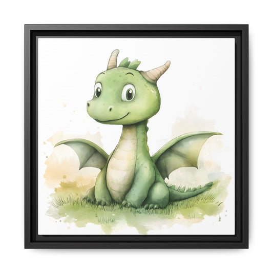 Cute Dragon Matte Canvas Wall Art - Framed Decor for Kids' Rooms
