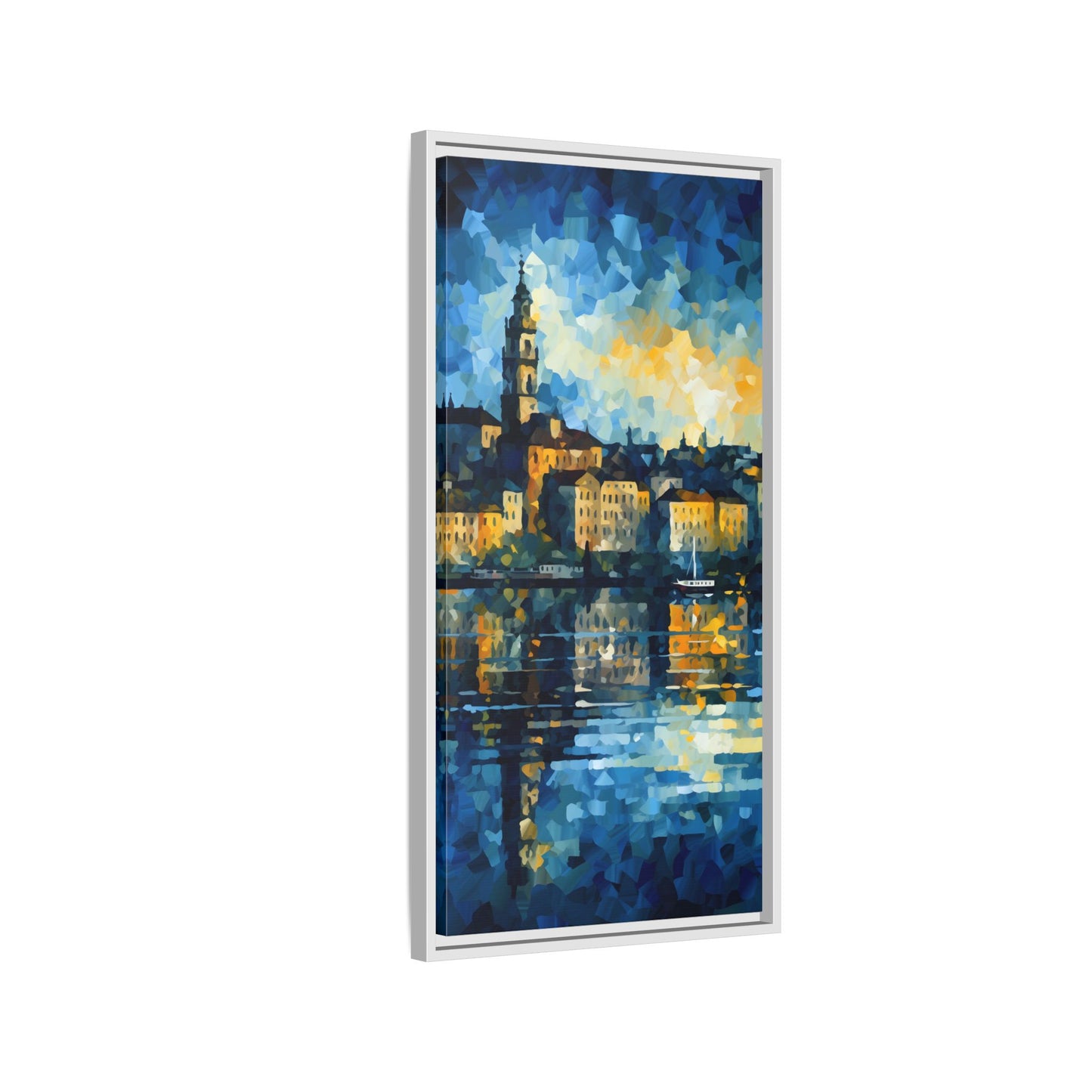 Colorful Framed Matte Canvas Art - Vibrant Cityscape Wall Decor
